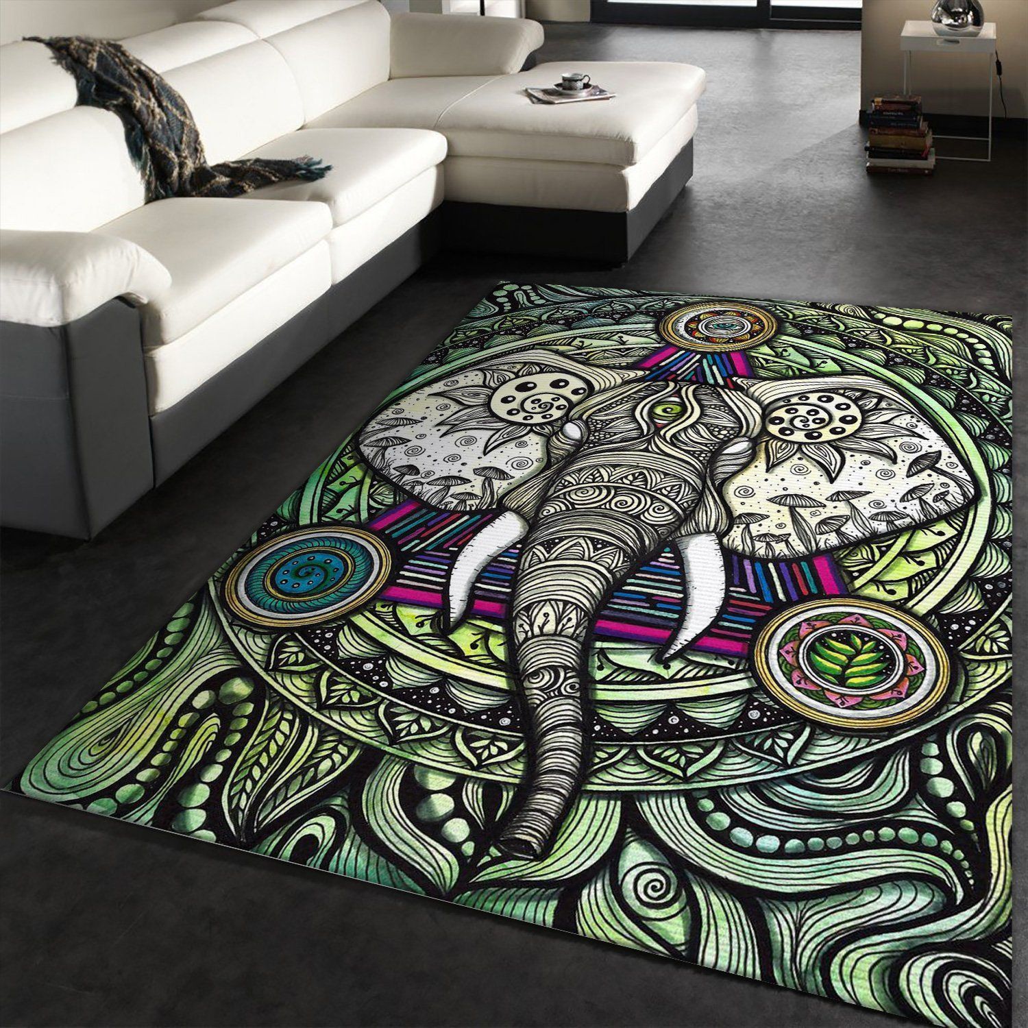 Elephant Mandala Inspired Area Rug For Christmas, Kitchen Rug, US Gift Decor - Indoor Outdoor Rugs