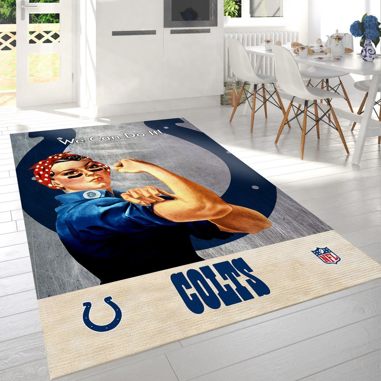 Indianapolis Colts Nfl Logo Area Rug For Gift Living Room Rug Family Gift US Decor - Indoor Outdoor Rugs