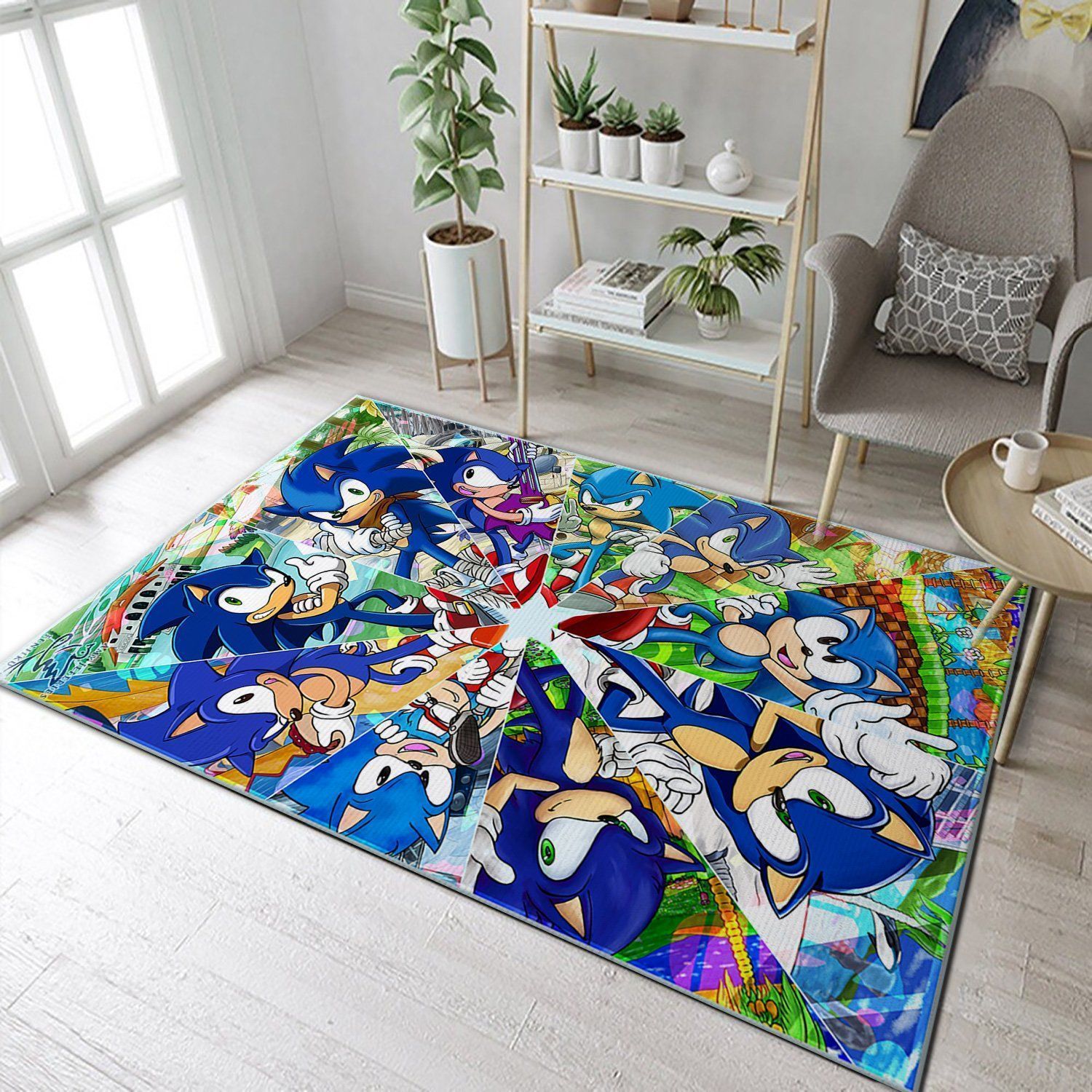 Sonic 25th Kaleidoscope Area Rug For Christmas, Living room and bedroom Rug, US Gift Decor - Indoor Outdoor Rugs