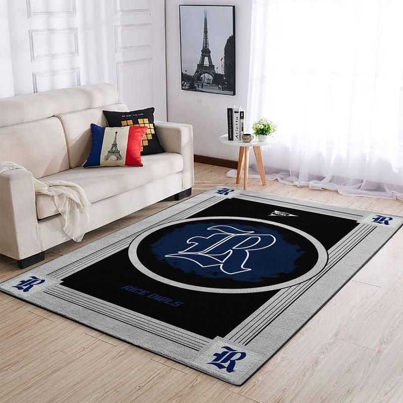 Rice Owls Ncaa Team Logo Rug Room Carpet Custom Area Floor Home Decor - Indoor Outdoor Rugs