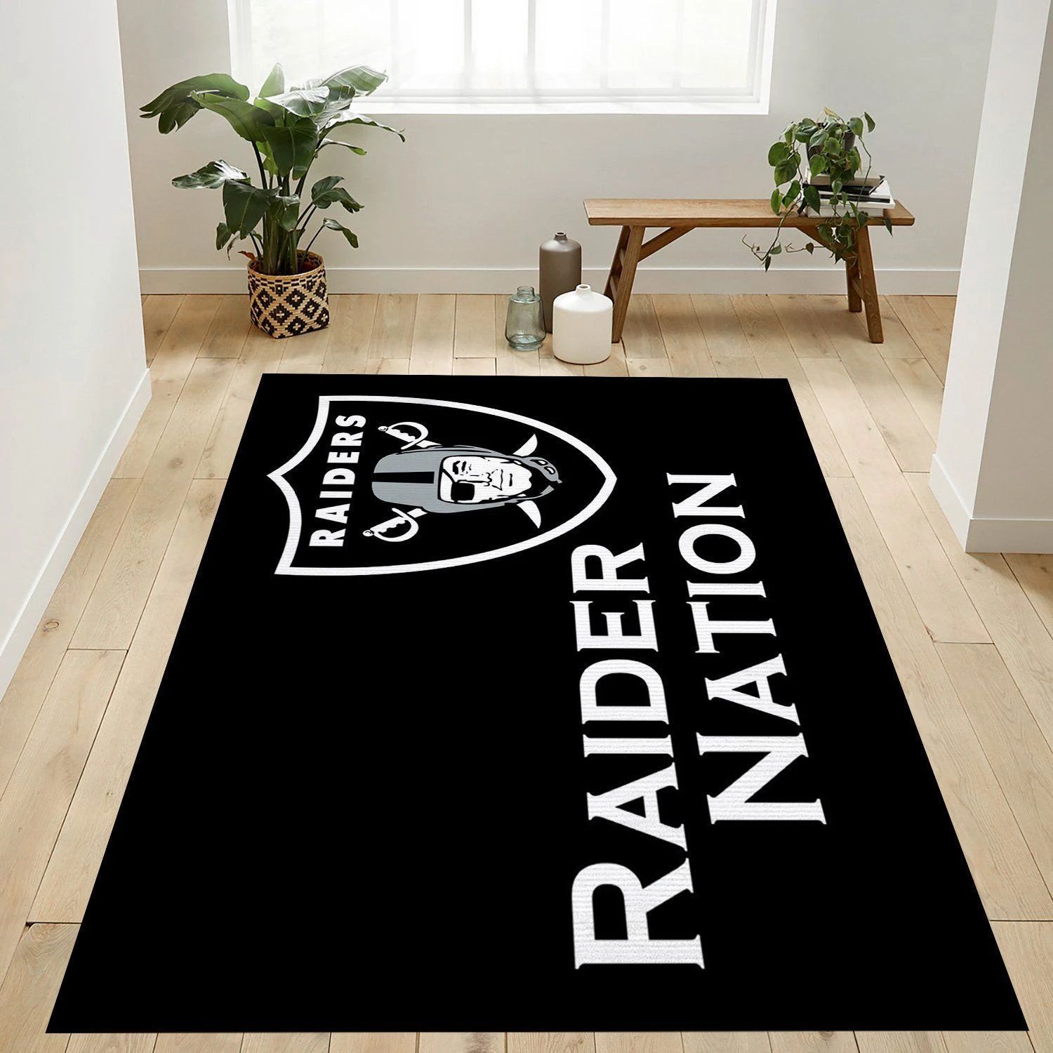 Raider Nation Black Nfl Area Rug Living Room Rug Home US Decor - Indoor Outdoor Rugs