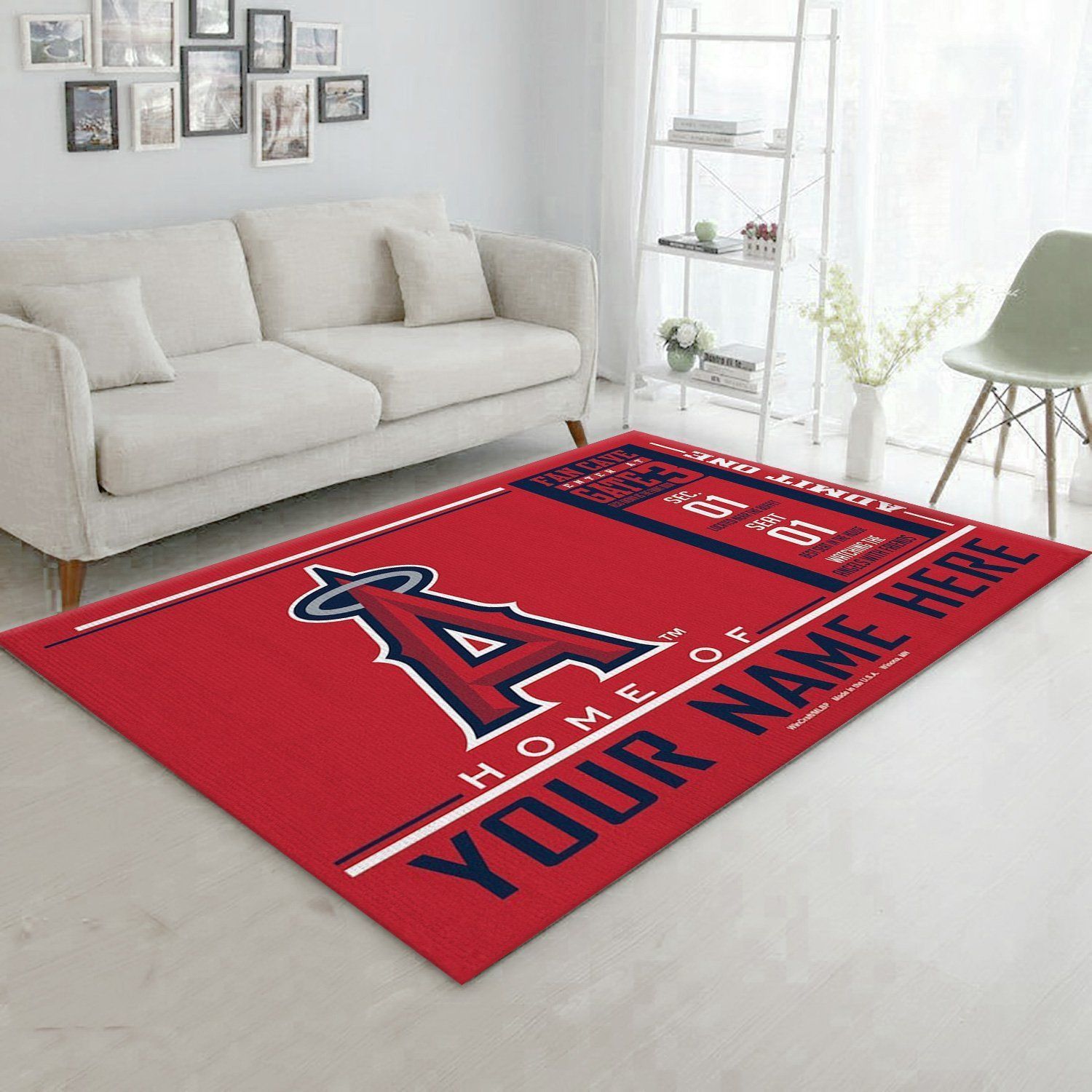 Customizable Los Angeles Angels Wincraft Personalized MLB Team Logos, Kitchen Rug, Christmas Gift US Decor - Indoor Outdoor Rugs