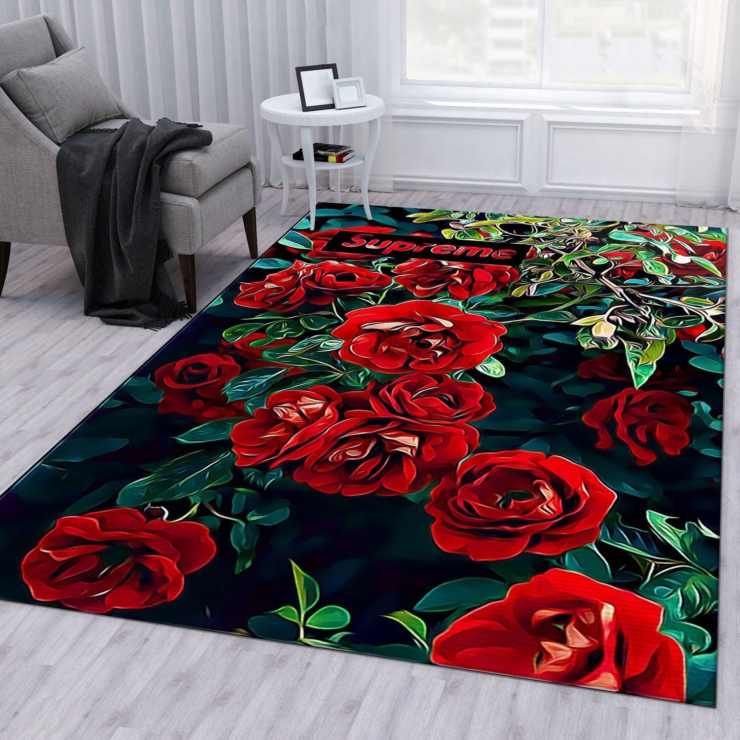 Supreme Rose V8 Area Rug Living Room Rug Home US Decor - Indoor Outdoor Rugs