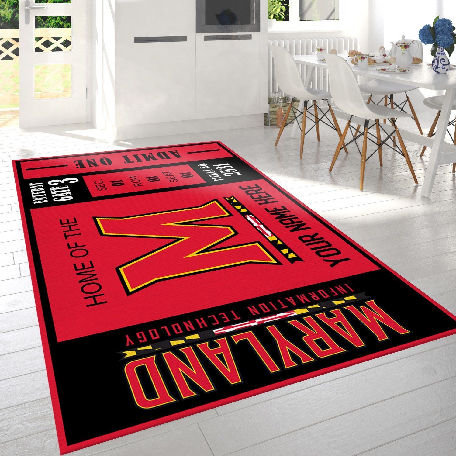 Maryland Terrapins Ncaa Customizable Rug, Bedroom Rug - Floor US Decor - Indoor Outdoor Rugs