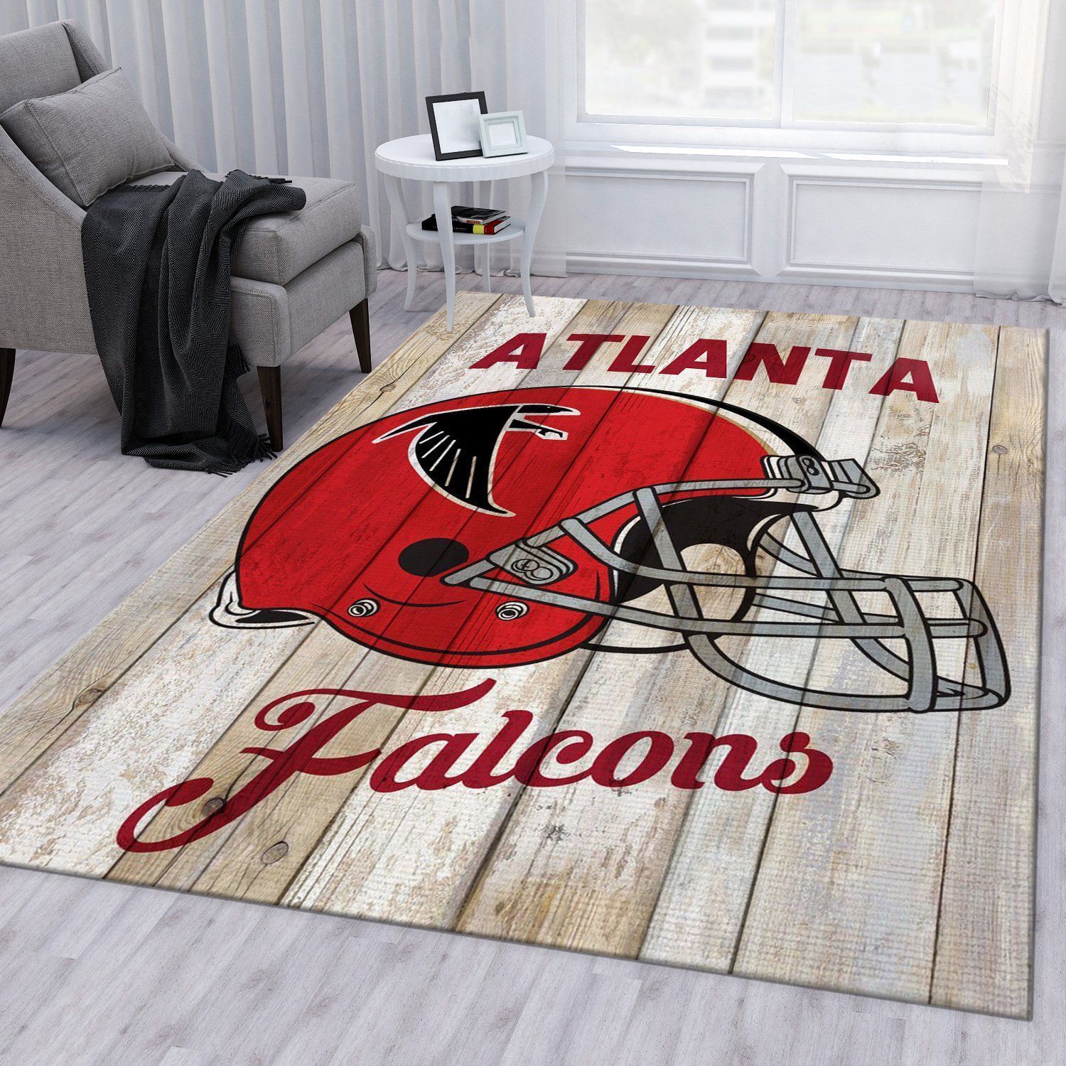 Atlanta Falcons Red Helmet Nfl Football Team Area Rug For Gift Bedroom Rug US Gift Decor - Indoor Outdoor Rugs