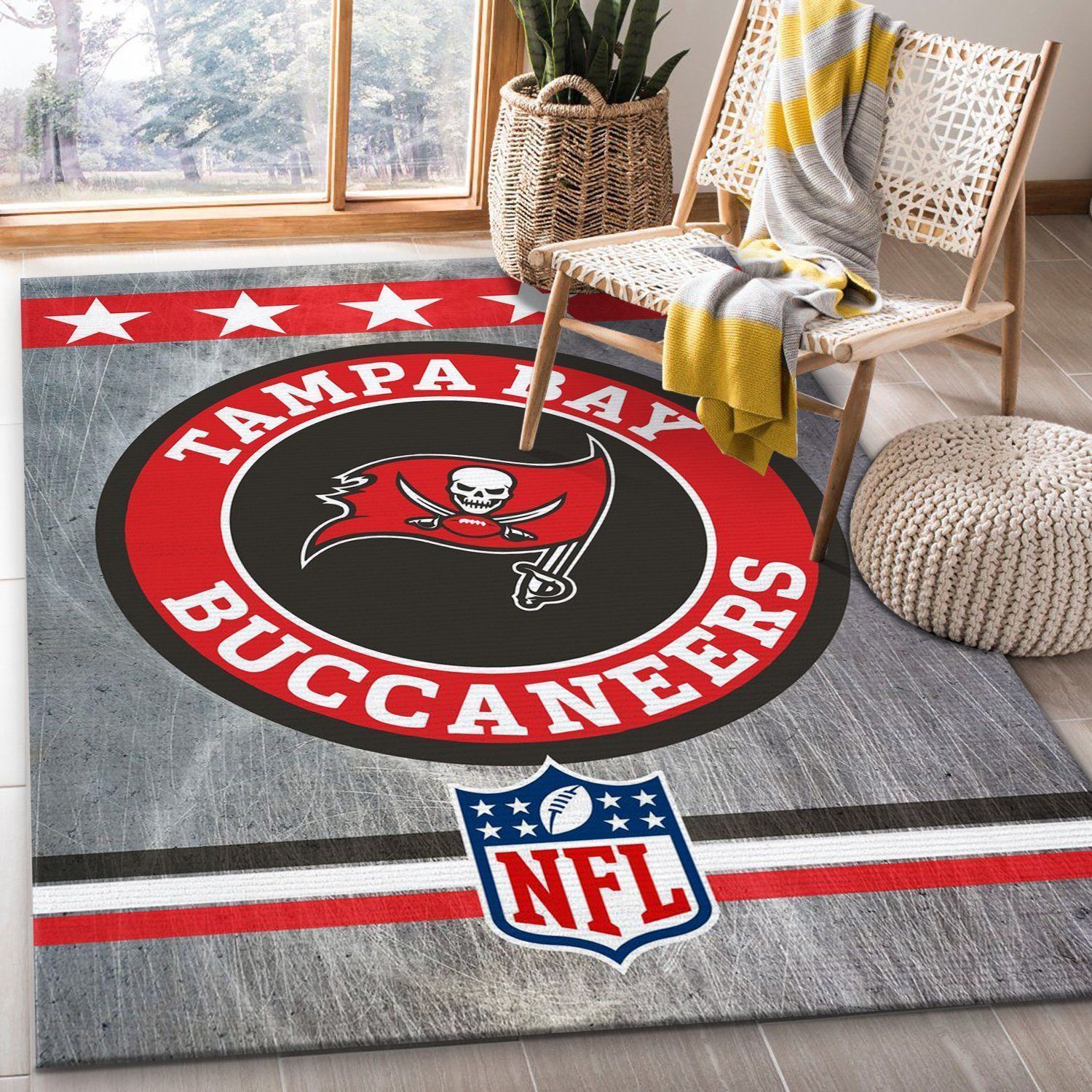 Tampa Bay Bucs Circle Nfl Area Rug Living Room Rug Home US Decor - Indoor Outdoor Rugs