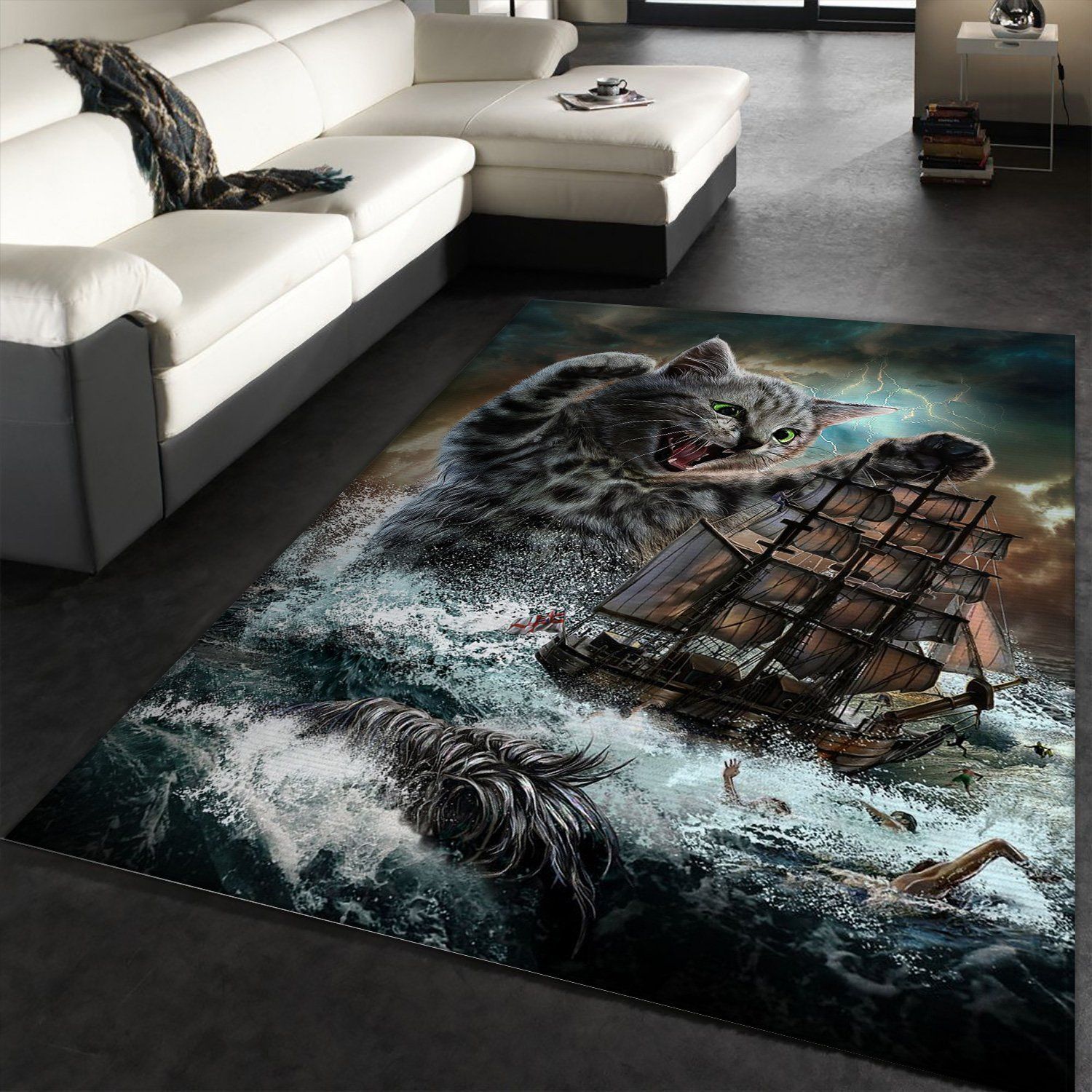 Monster Titan Cat Kraken Area Rug For Christmas Bedroom Christmas Gift US Decor - Indoor Outdoor Rugs