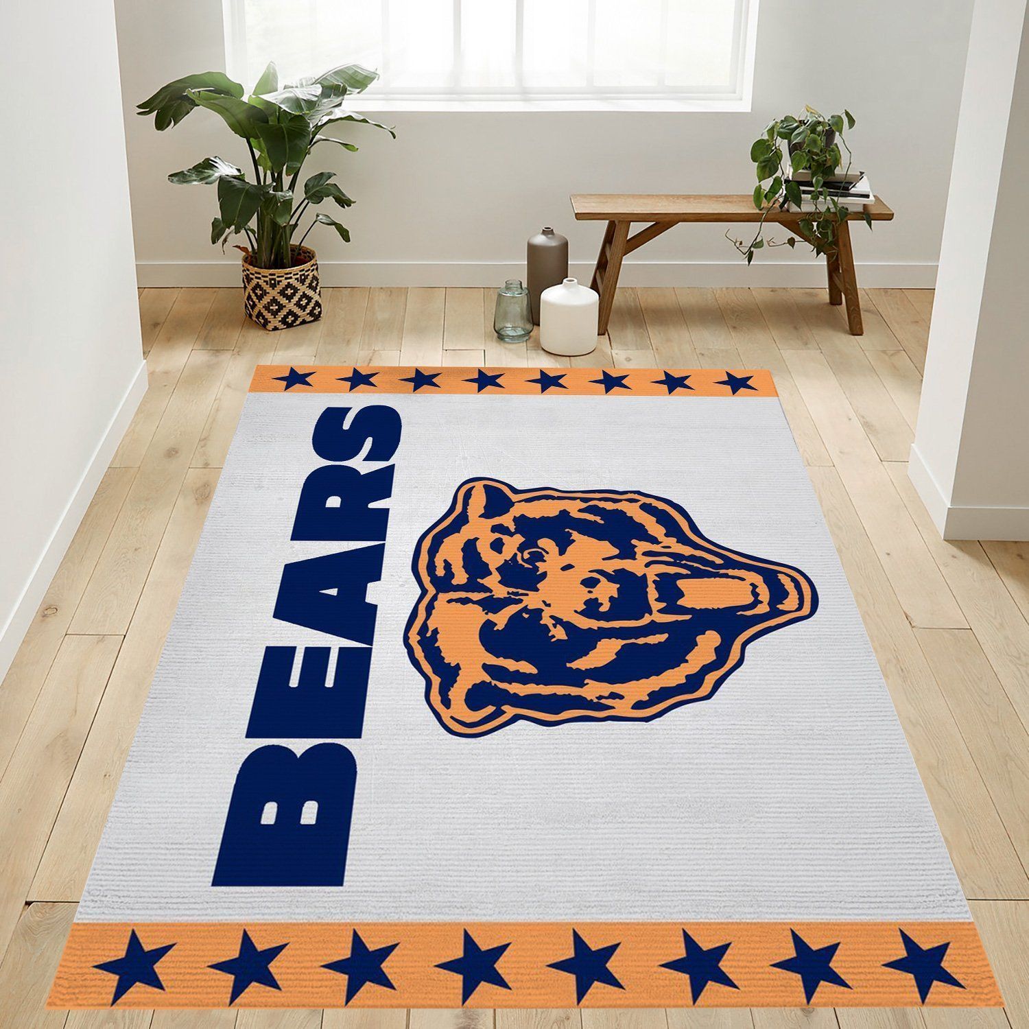 Chicago Bears Retro Nfl Logo Area Rug For Gift Living Room Rug Home US Decor - Indoor Outdoor Rugs