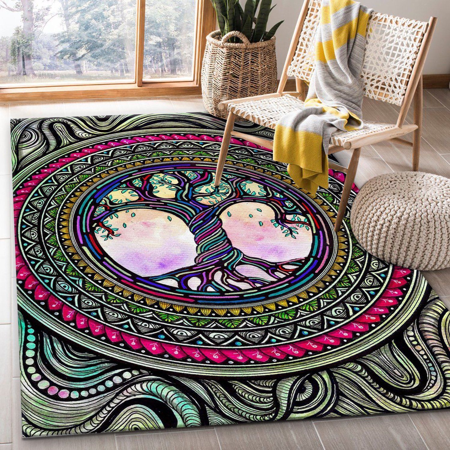 Tree Of Life Mandala Abstract Area Rug, Gift for fans, US Gift Decor - Indoor Outdoor Rugs