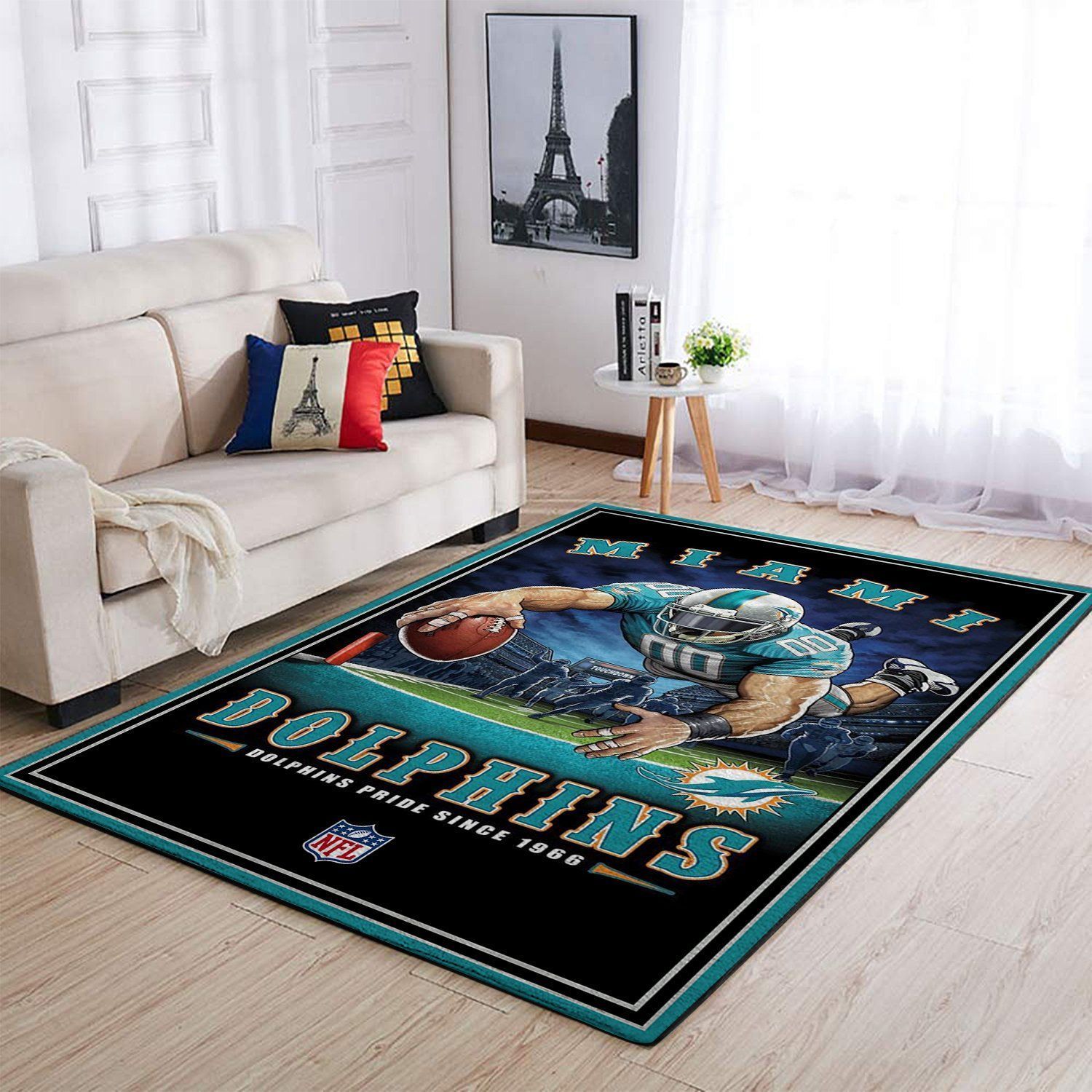 Miami Dolphins Nfl Team Pride Nice Gift Home Decor Rectangle Area Rug - Indoor Outdoor Rugs