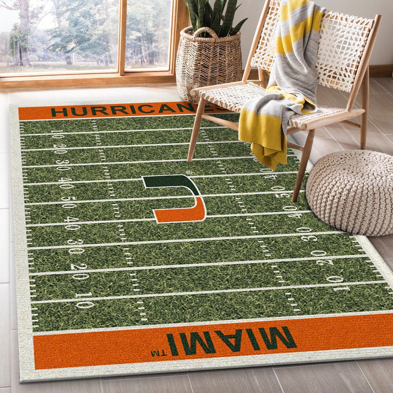 College Miami NFL Team Logo Area Rug, Bedroom Rug, US Gift Decor - Indoor Outdoor Rugs