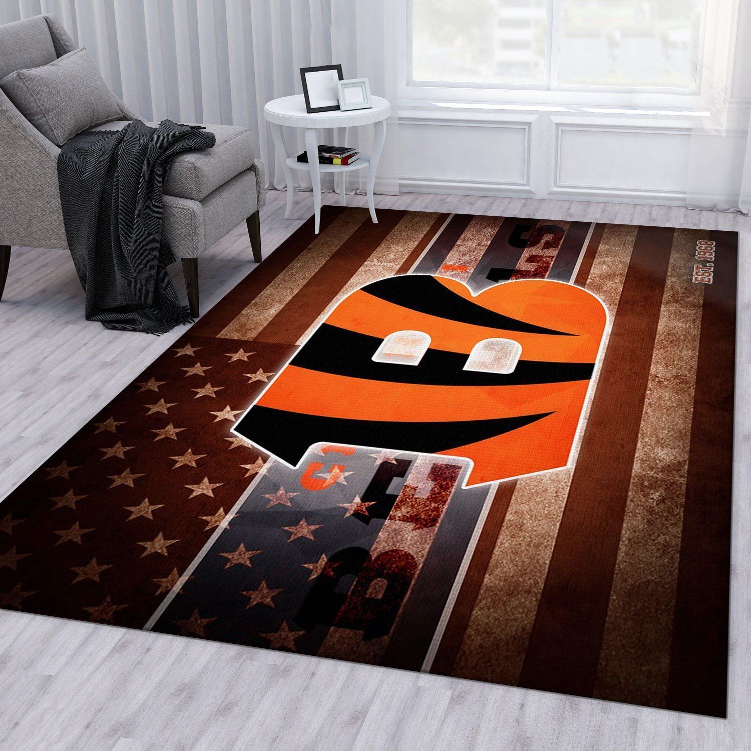 Cincinnati Bengals Nfl Area Rug Living Room Rug Home US Decor - Indoor Outdoor Rugs