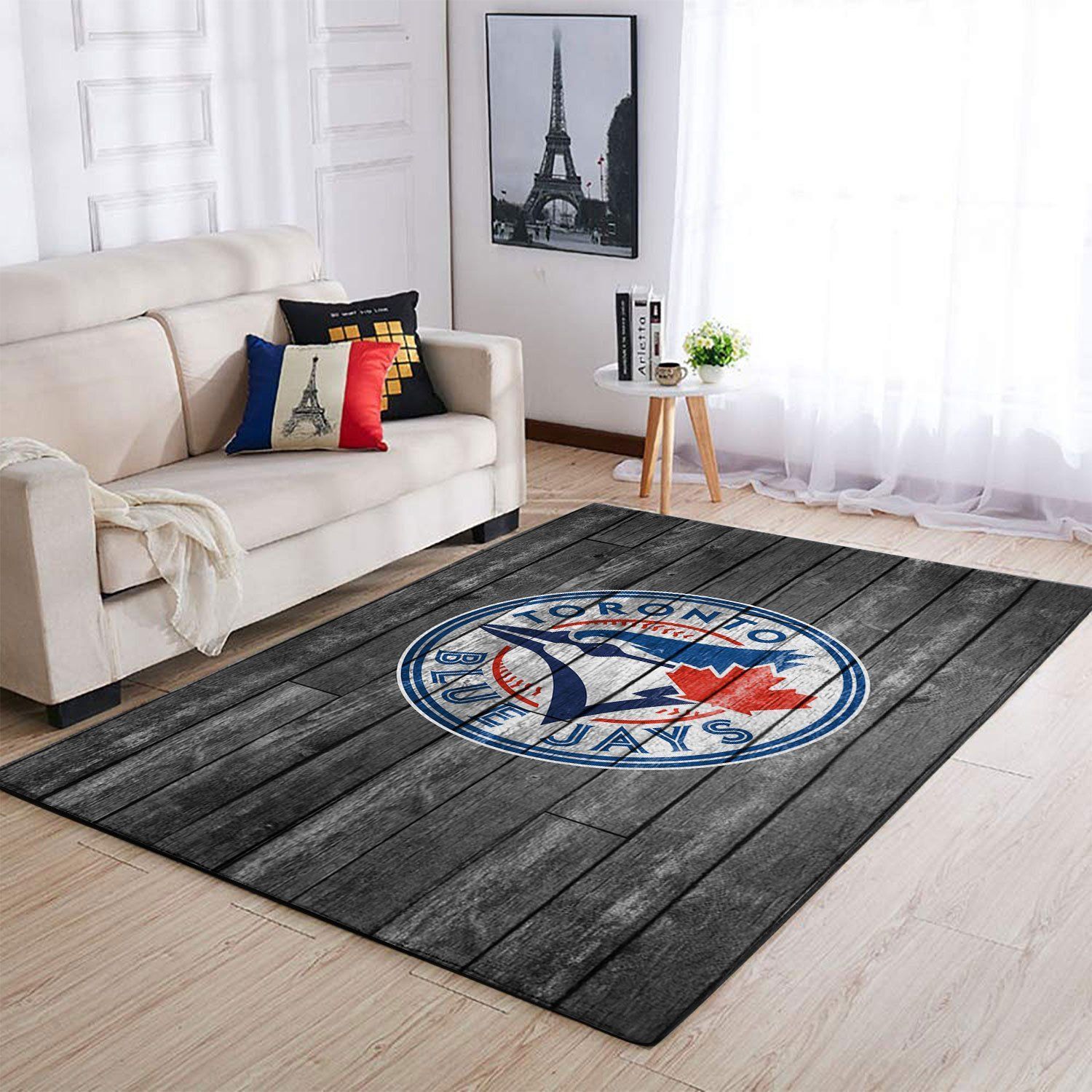 Toronto Blue Jays Mlb Team Logo Grey Wooden Style Style Nice Gift Home Decor Rectangle Area Rug - Indoor Outdoor Rugs