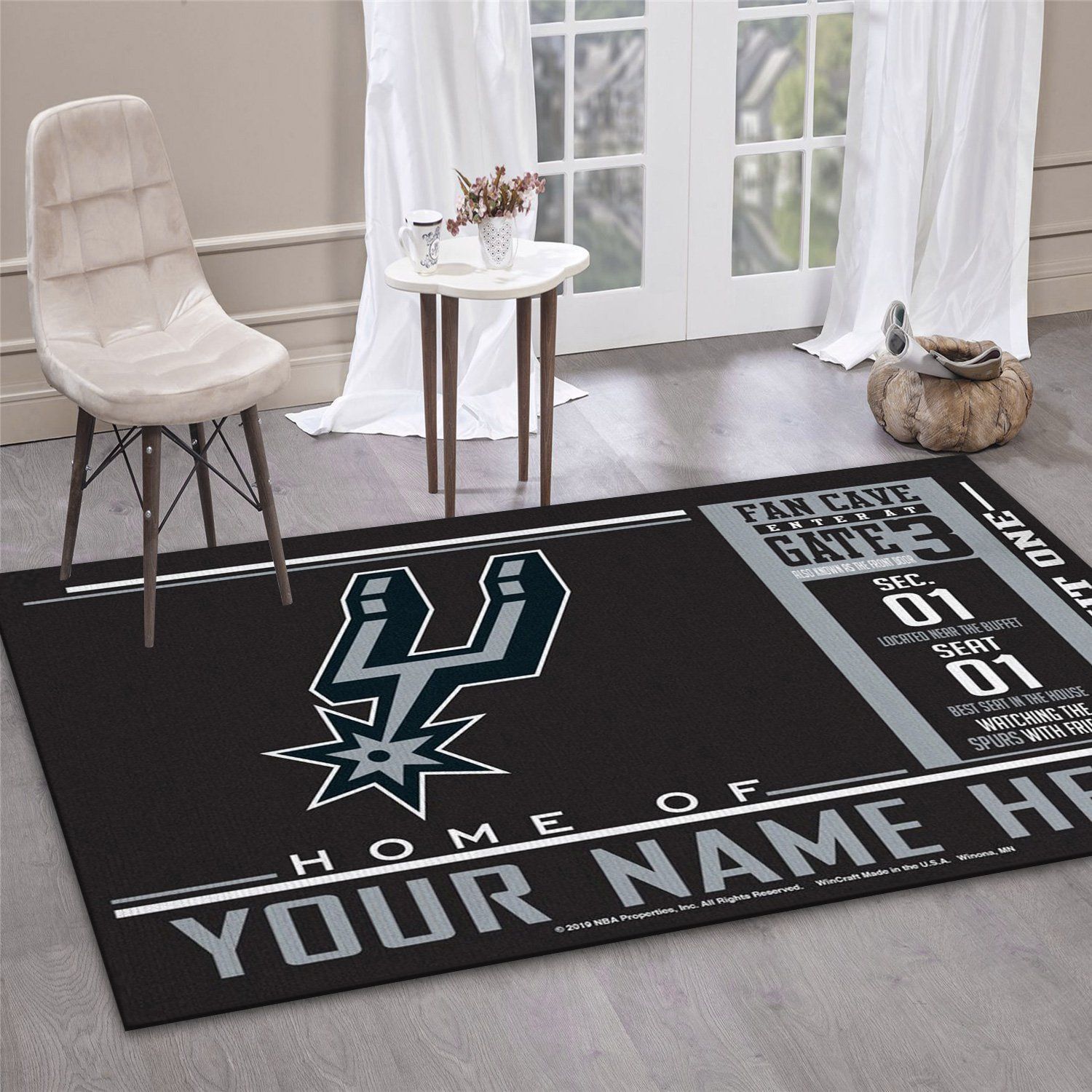 Customizable San Antonio Spurs Wincraft Personalized NBA Area Rug Living Room Rug Christmas Gift US Decor - Indoor Outdoor Rugs