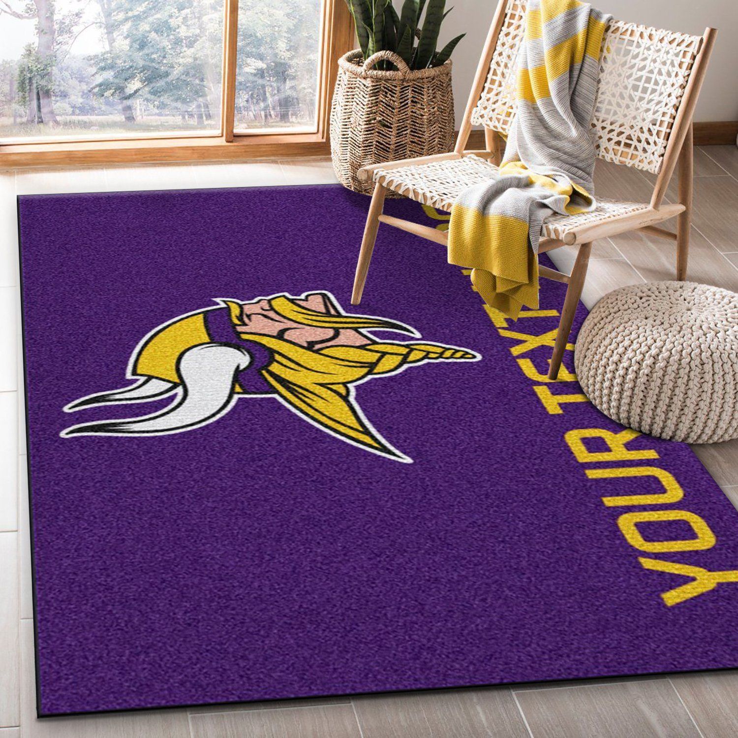 Customizable Minnesota Vikings Personalized Accent Rug NFL Area Rug, Living room and bedroom Rug, US Gift Decor - Indoor Outdoor Rugs