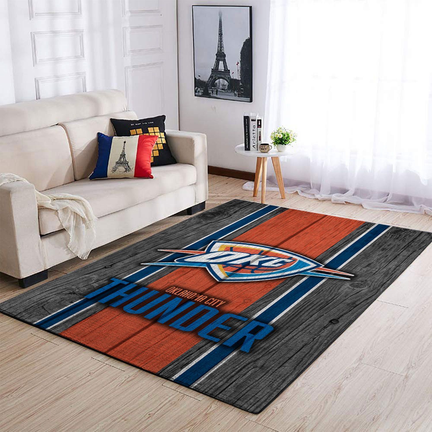 Oklahoma City Thunder Nba Team Logo Wooden Style Nice Gift Home Decor Rectangle Area Rug - Indoor Outdoor Rugs