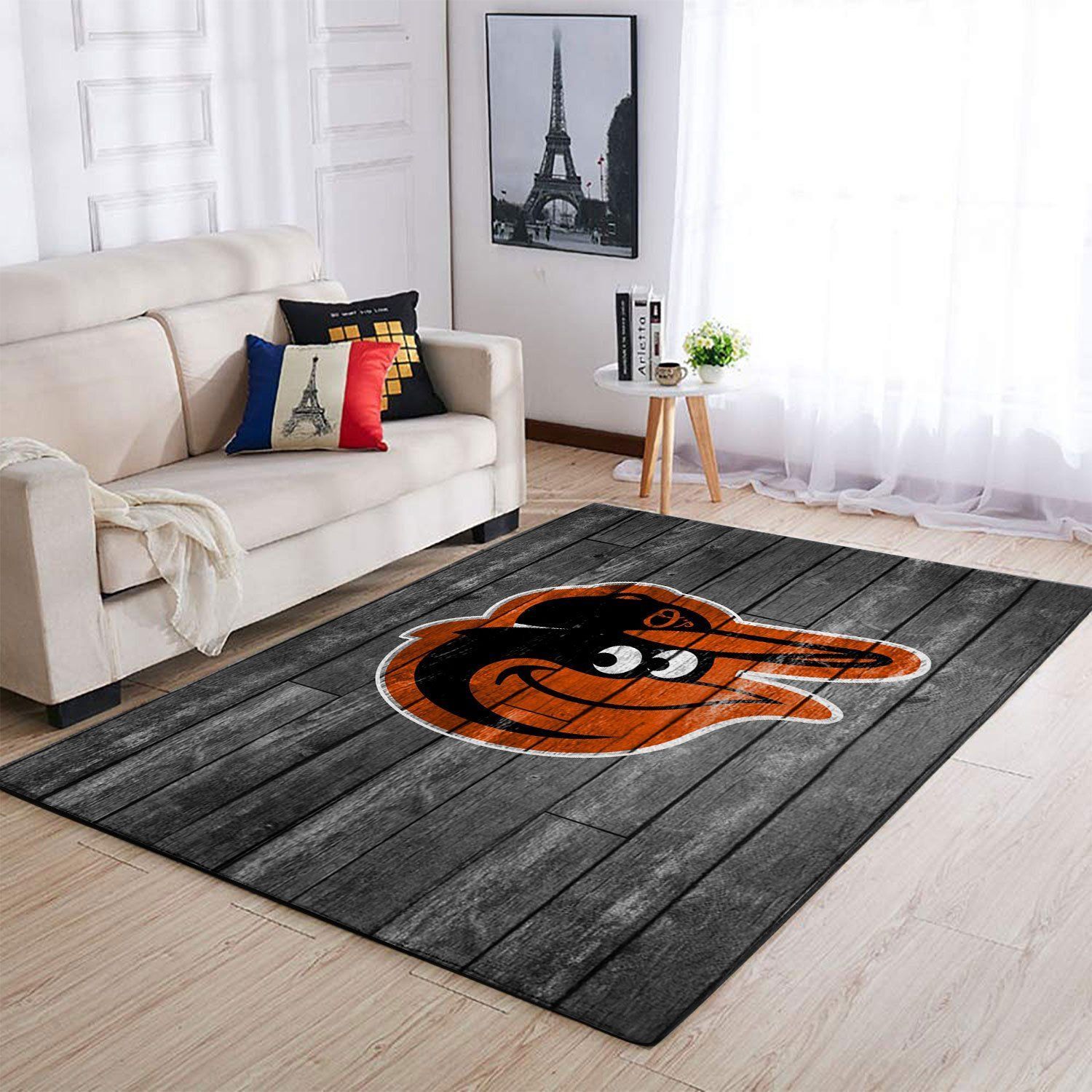 Baltimore Orioles Mlb Team Logo Grey Wooden Style Style Nice Gift Home Decor Rectangle Area Rug - Indoor Outdoor Rugs