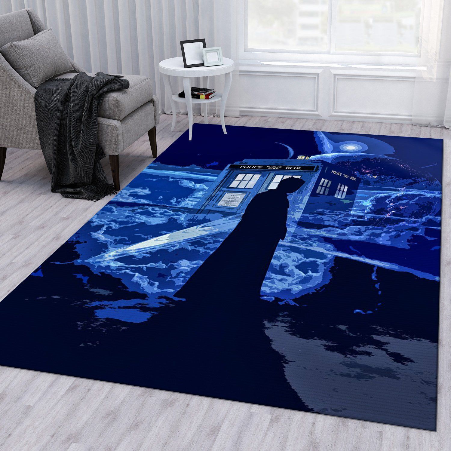 Crazy Blue Area Rug For Christmas Living Room Rug Home US Decor - Indoor Outdoor Rugs