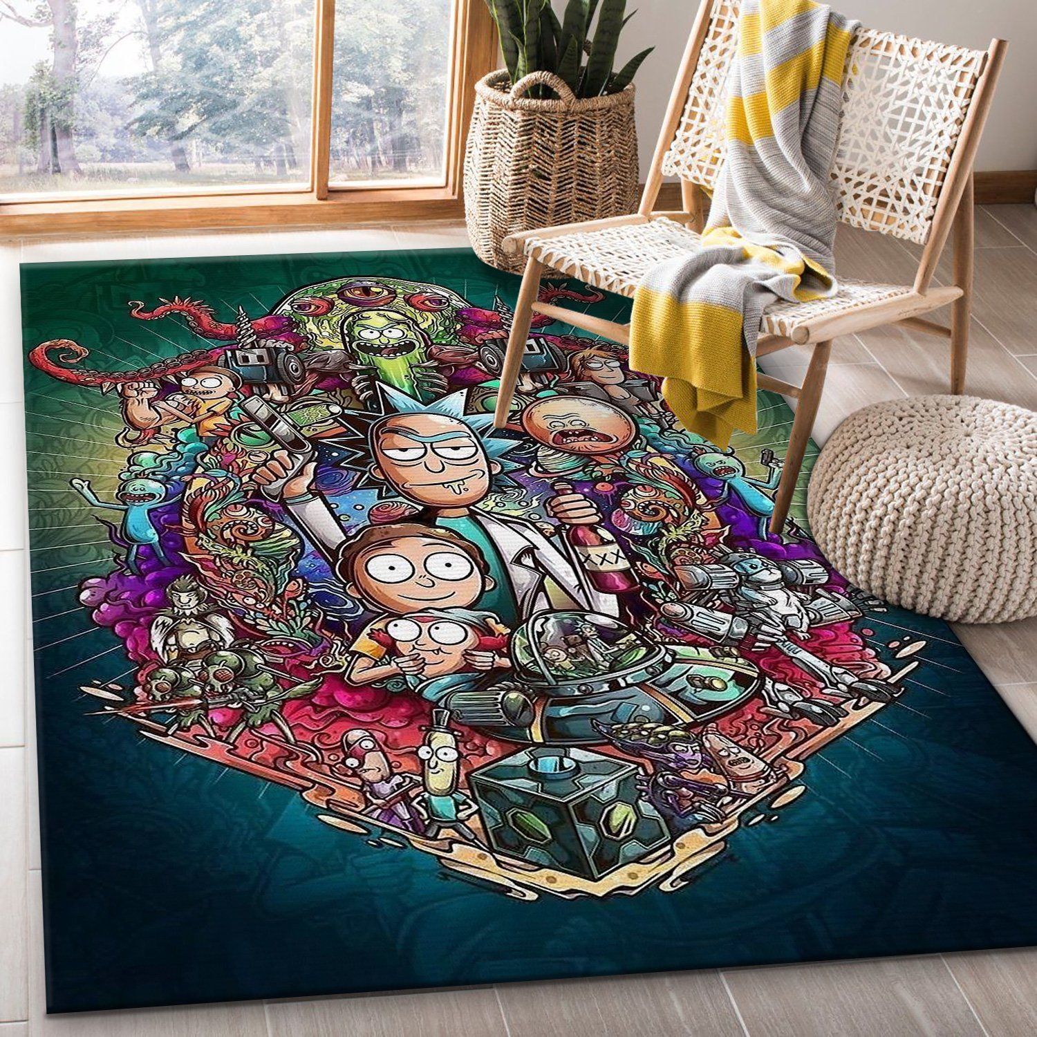 Rick And Morty Cartoon Movies Area Rugs Living Room Carpet Floor Decor The US Decor - Indoor Outdoor Rugs