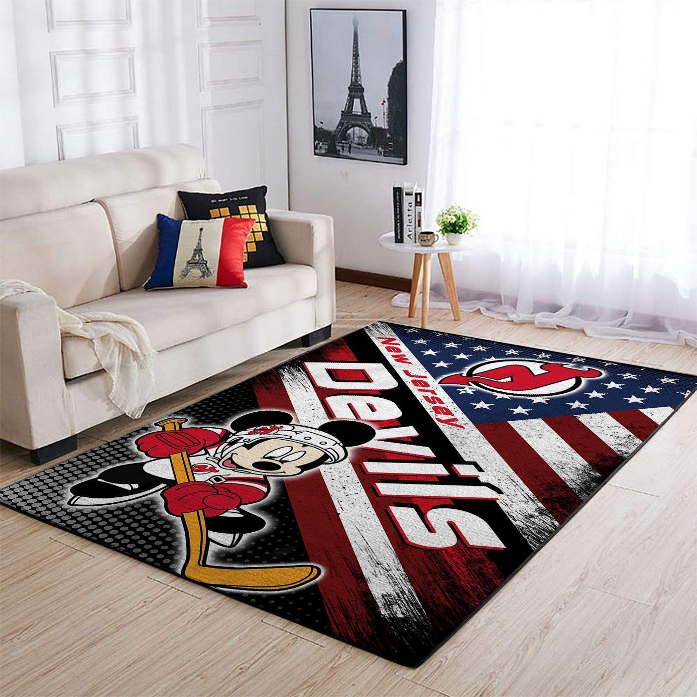 New Jersey Devils Nhl Team Logo Mickey Us Style Nice Gift Home Decor Rectangle Area Rug - Indoor Outdoor Rugs