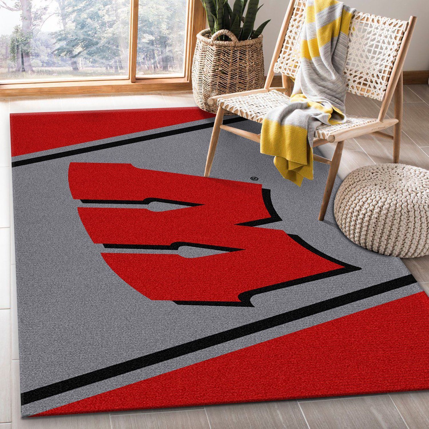 College Spirit Wisconsin Sport Area Rug For Christmas Team Logo Home Decor Floor Decor - Indoor Outdoor Rugs