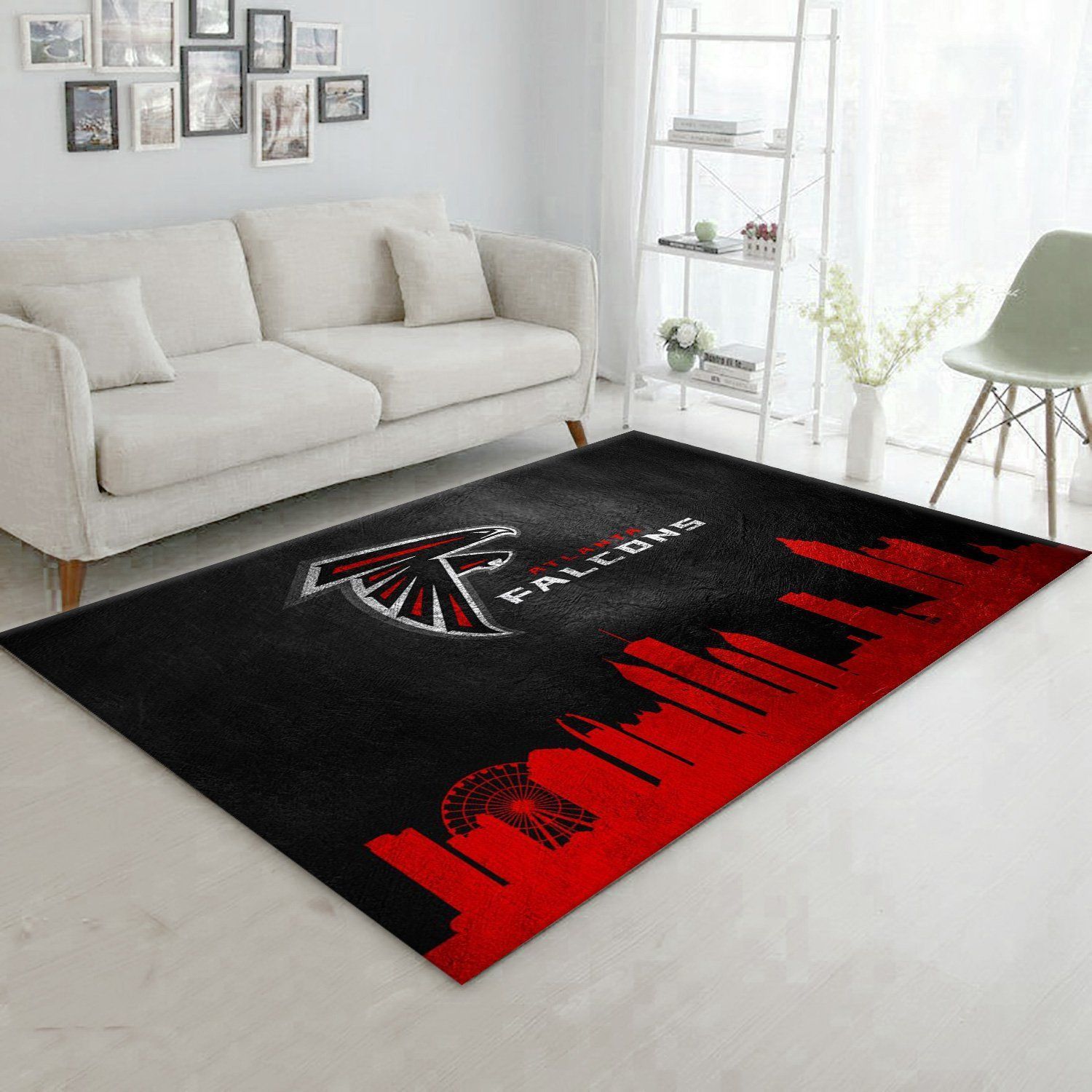 Atlanta Falcons Skyline NFL Team Logos Area Rug, Living Room Rug, Home US Decor - Indoor Outdoor Rugs