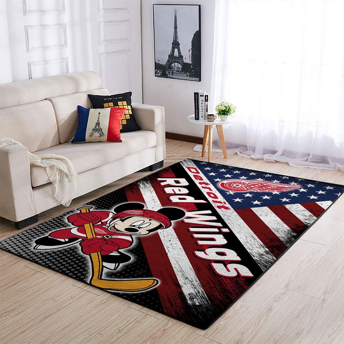 Detroit Red Wings Team Logo Mickey Us Style Nice Gift Home Decor Rectangle Area Rug - Indoor Outdoor Rugs