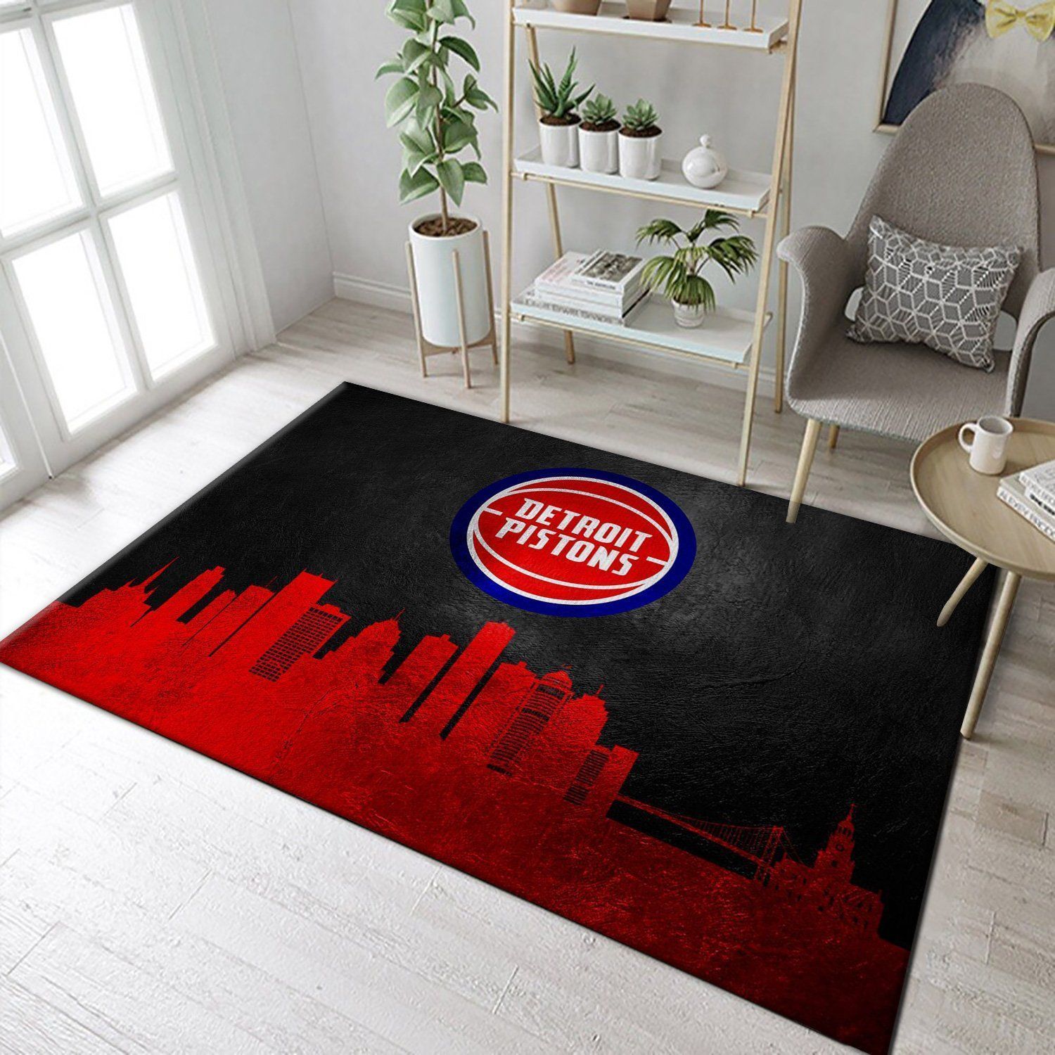 Detroit Pistons Skyline Area Rug, Living Room Rug, Christmas Gift US Decor - Indoor Outdoor Rugs