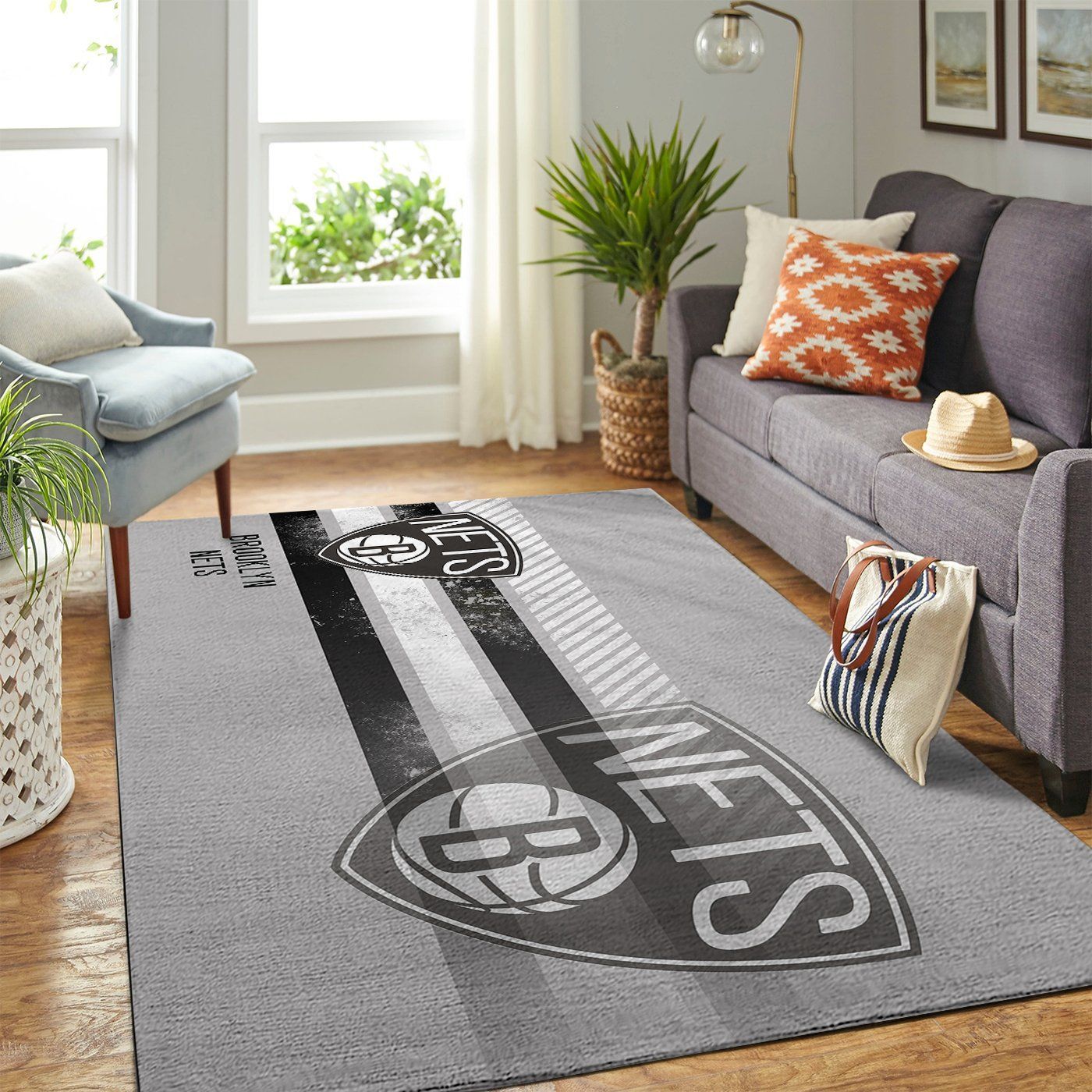 Brooklyn Nets Nba Team Logo Nice Gift Home Decor Rectangle Area Rug - Indoor Outdoor Rugs