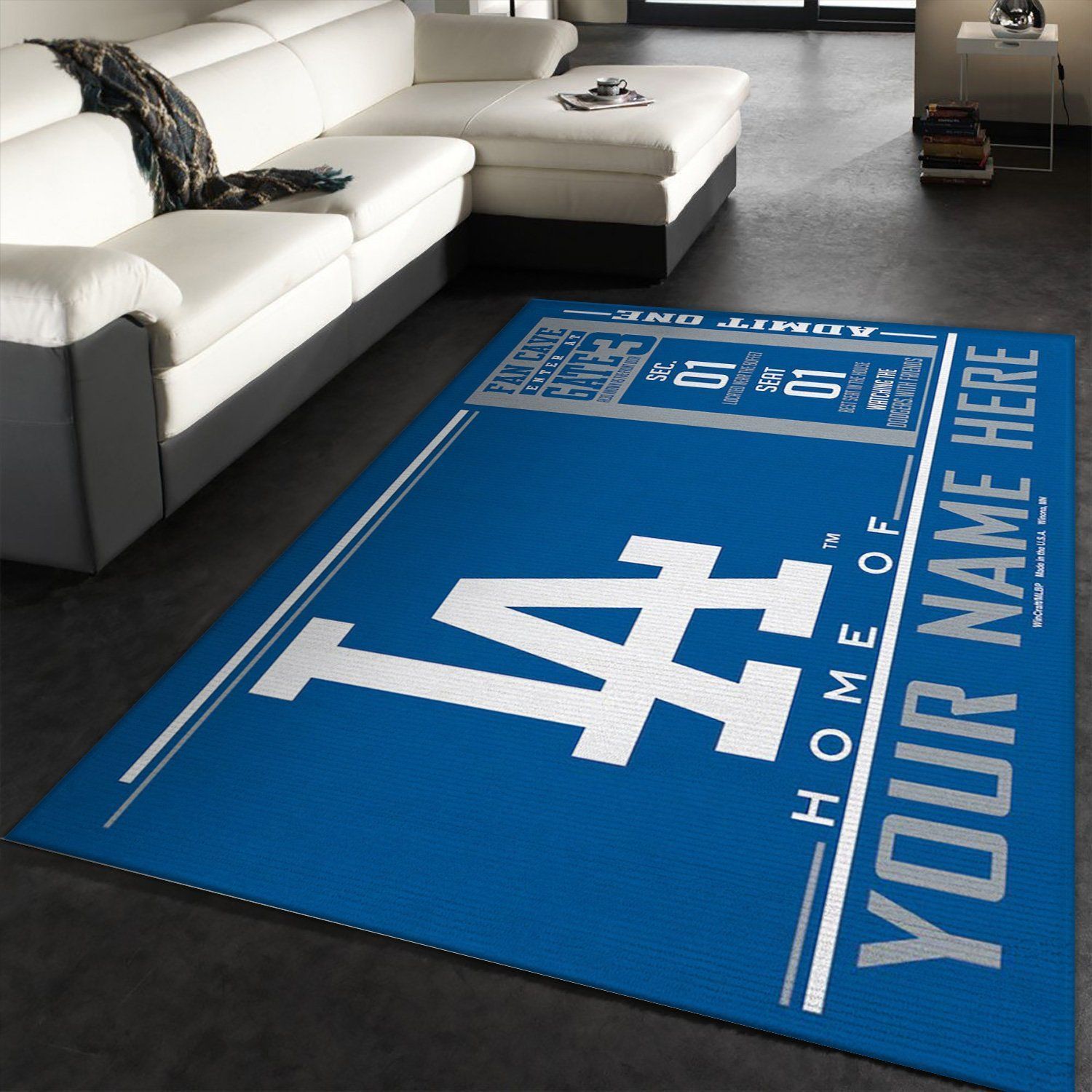 Customizable Los Angeles Dodgers Wincraft Personalized Area Rug, Bedroom, Christmas Gift US Decor - Indoor Outdoor Rugs