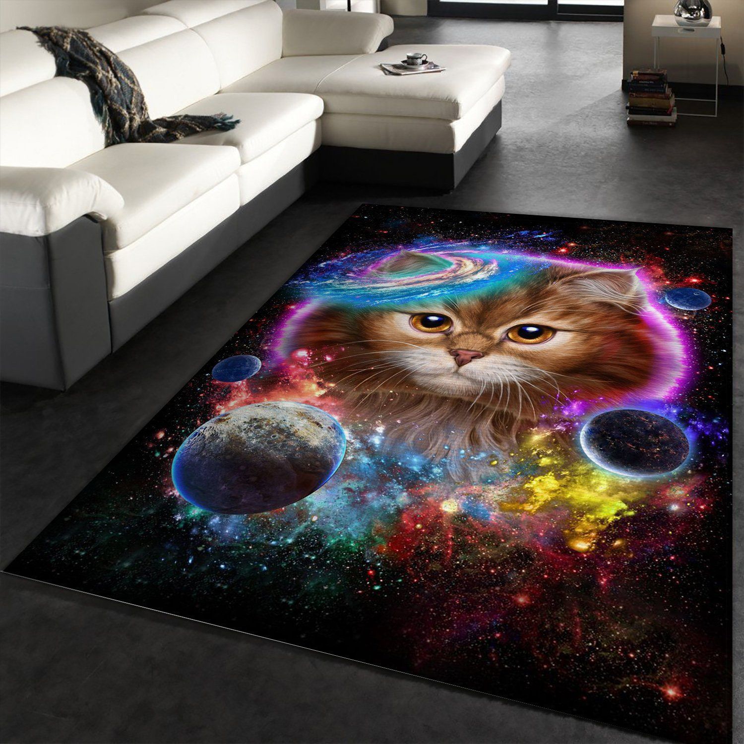 Cat In Galaxy Space Cosmos Area Rug Carpet Living room and bedroom Rug Home US Decor - Indoor Outdoor Rugs