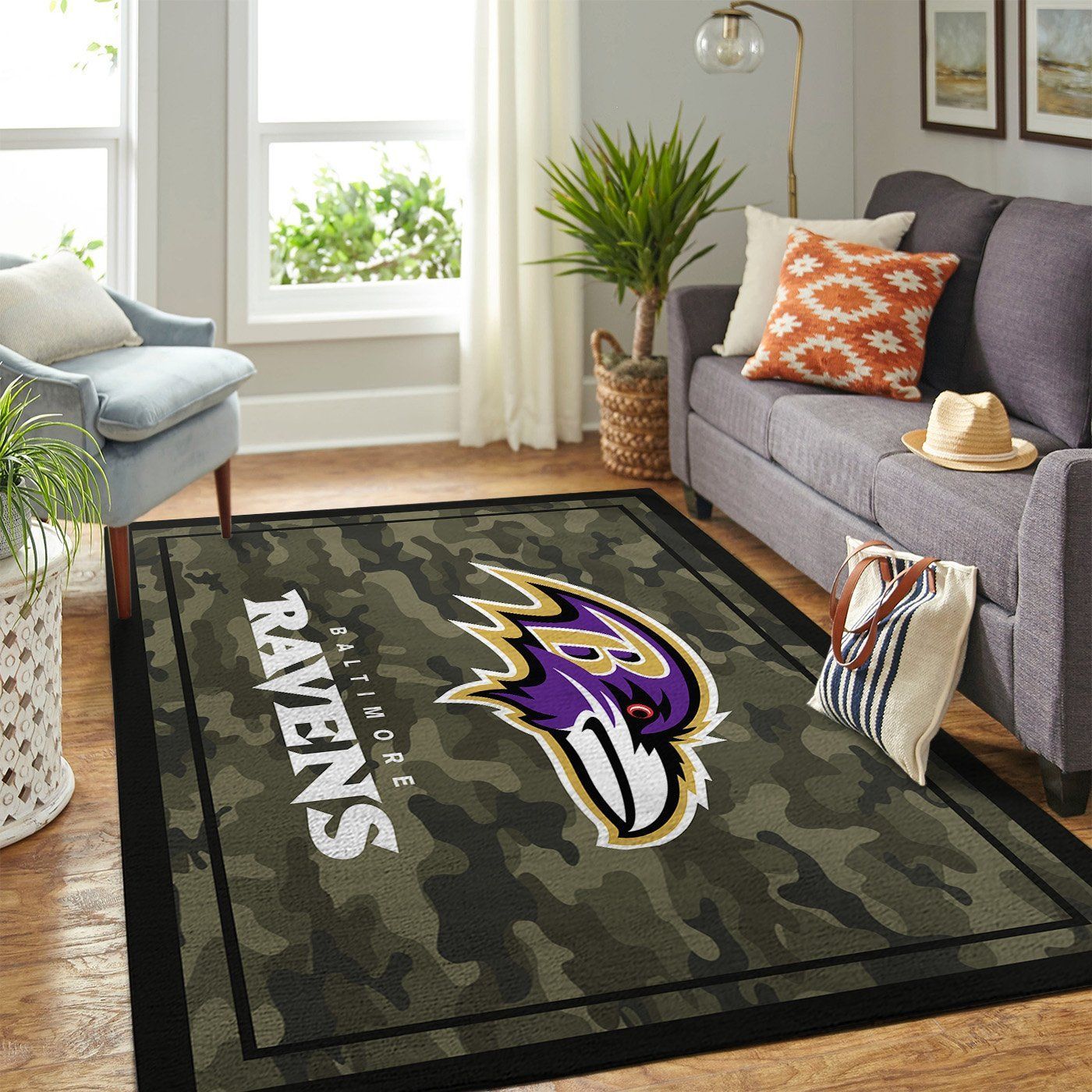 Baltimore Ravens Nfl Team Logo Camo Style Nice Gift Home Decor Area Rug Rugs For Living Room - Indoor Outdoor Rugs