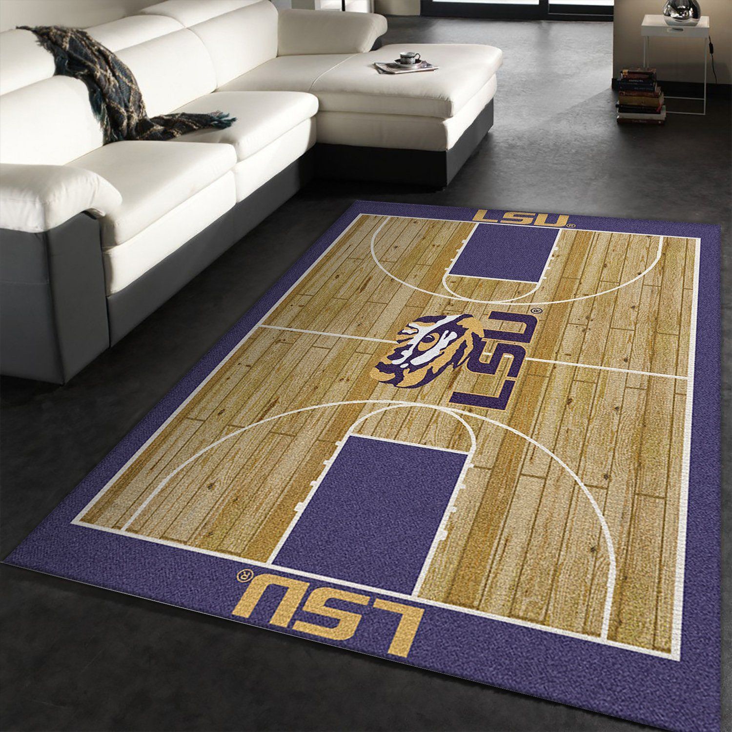 College Home Court Lsu Basketball Team Logo Area Rug, Kitchen Rug, Christmas Gift US Decor - Indoor Outdoor Rugs