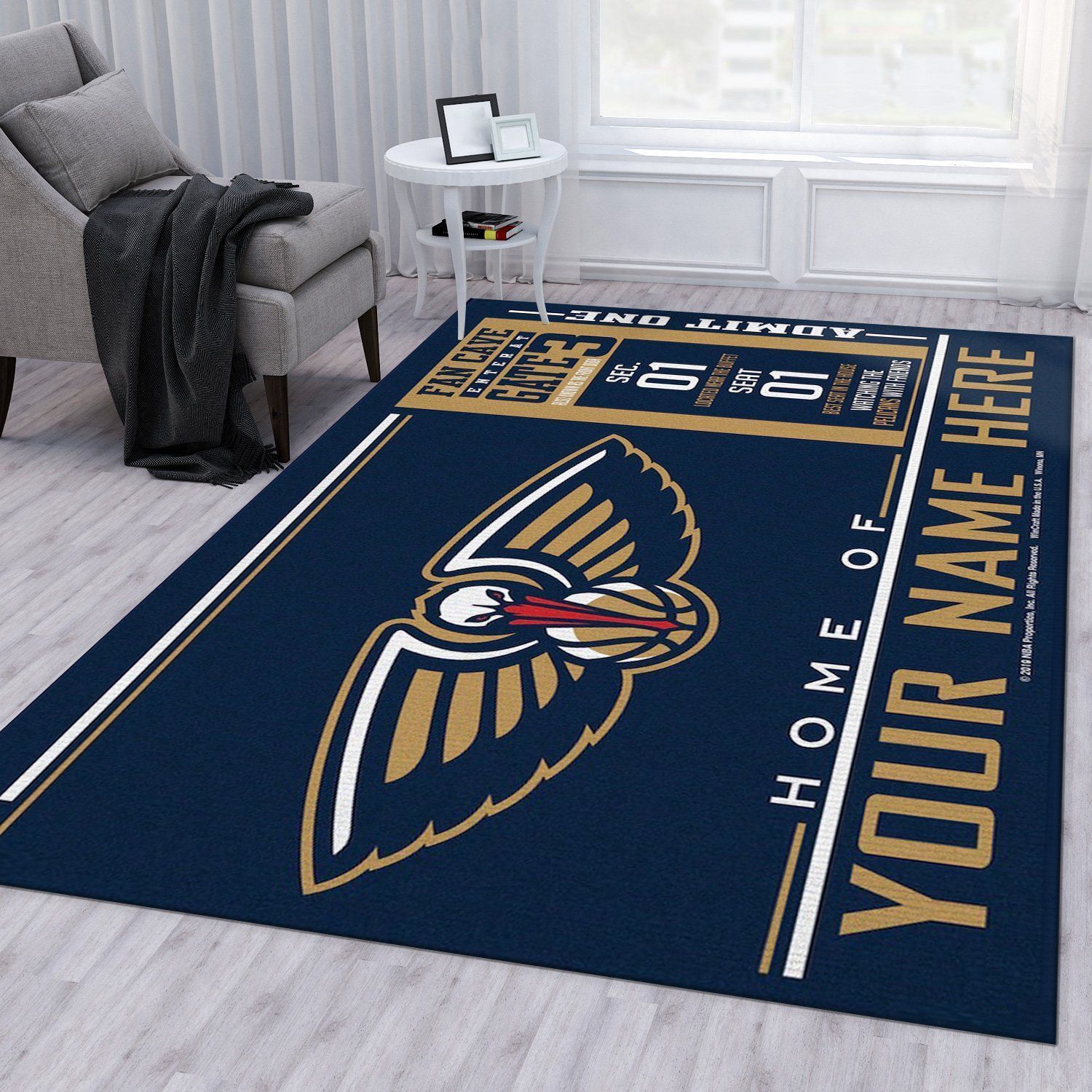 Customizable New Orleans Pelicans Wincraft Personalized NBA Area Rug Bedroom Rug Home US Decor - Indoor Outdoor Rugs