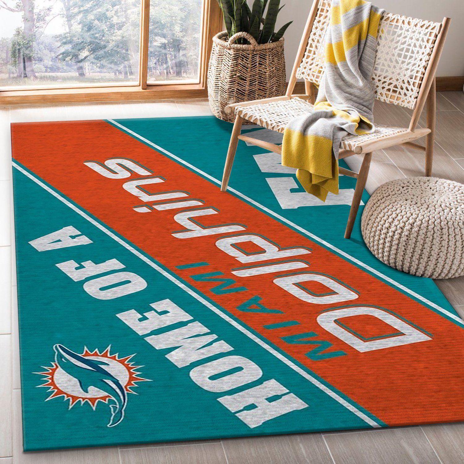 Miami Dolphins Team NFL Team Logos Area Rug, US Gift Decor - Indoor Outdoor Rugs