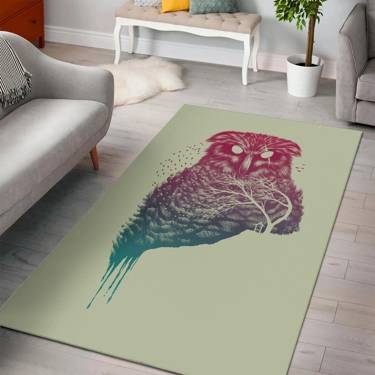 Autumn Owl Carpet Living Room, Room Rugs, Floor Decor Home Decor - Indoor Outdoor Rugs