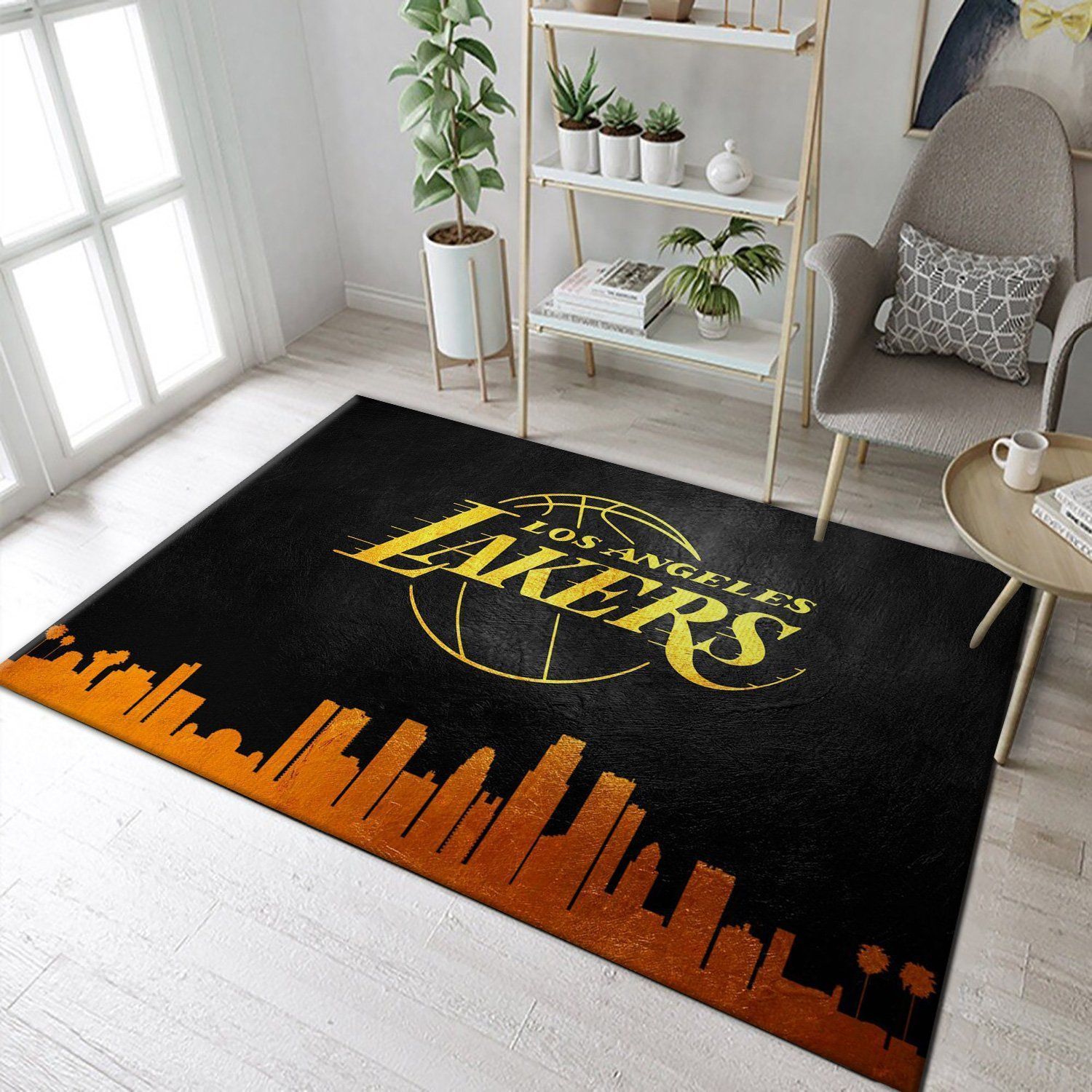 Los Angeles Lakers Skyline NBA Team Logo Area Rug, Living room and bedroom Rug, Home Decor Floor Decor - Indoor Outdoor Rugs