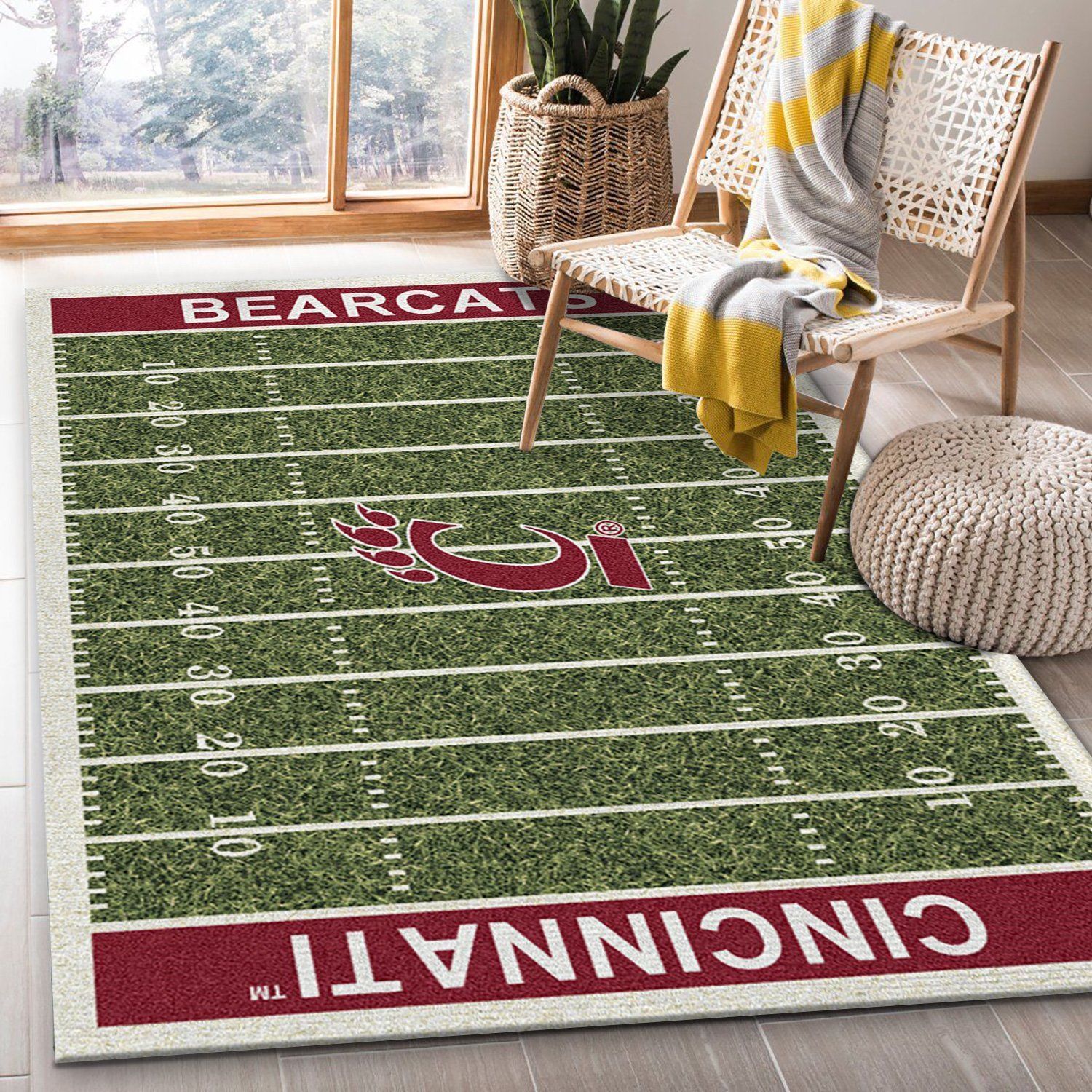 College Cincinnati NFL Team Logo Area Rug, Kitchen Rug, Home US Decor - Indoor Outdoor Rugs