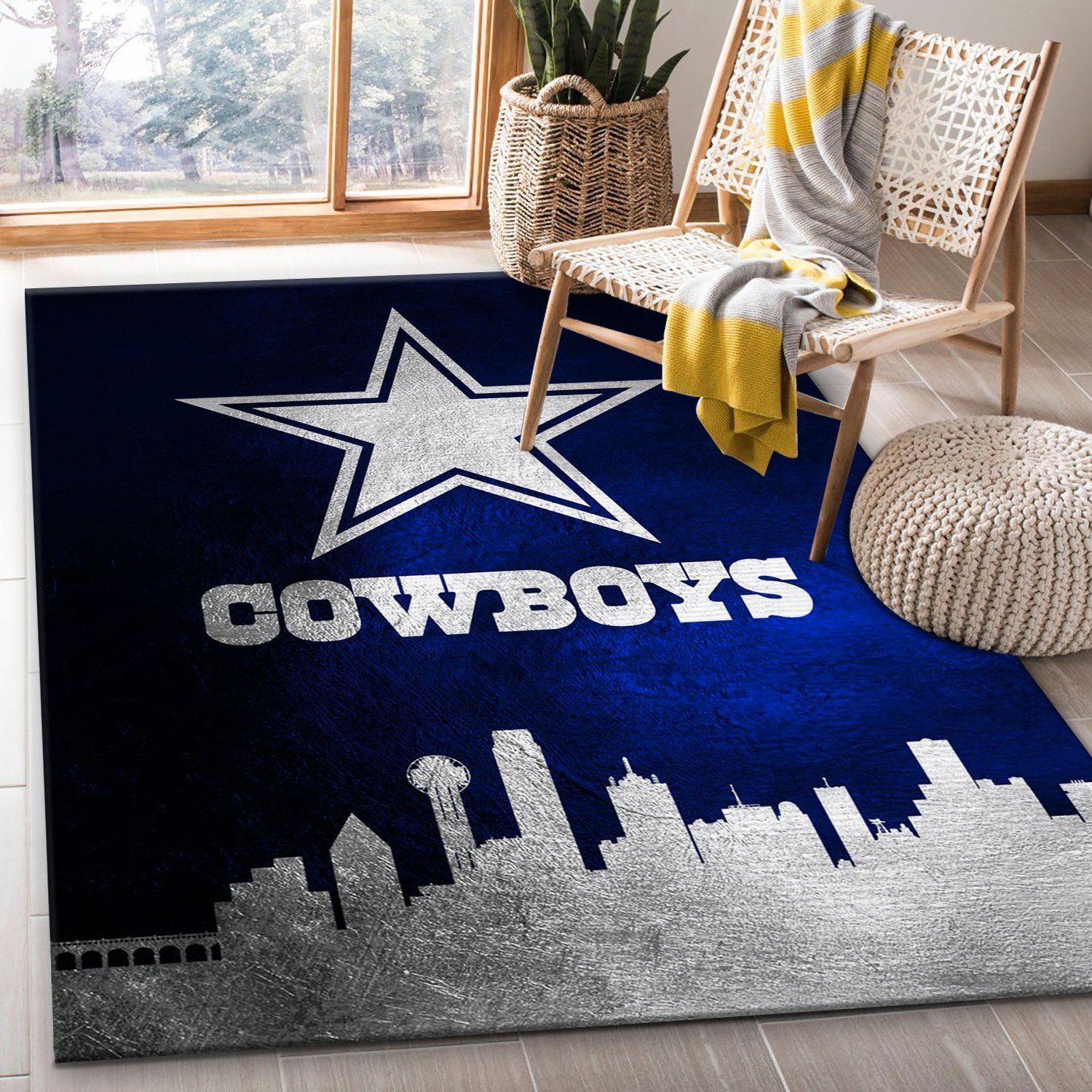 Dallas Cowboys Skyline NFL Area Rug, Living room and bedroom Rug, Home Decor Floor Decor - Indoor Outdoor Rugs