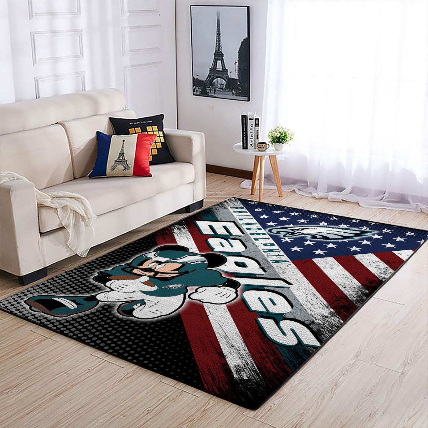 Philadelphia Eagles Nfl Team Logo Mickey Us Style Nice Gift Home Decor Rectangle Area Rug - Indoor Outdoor Rugs