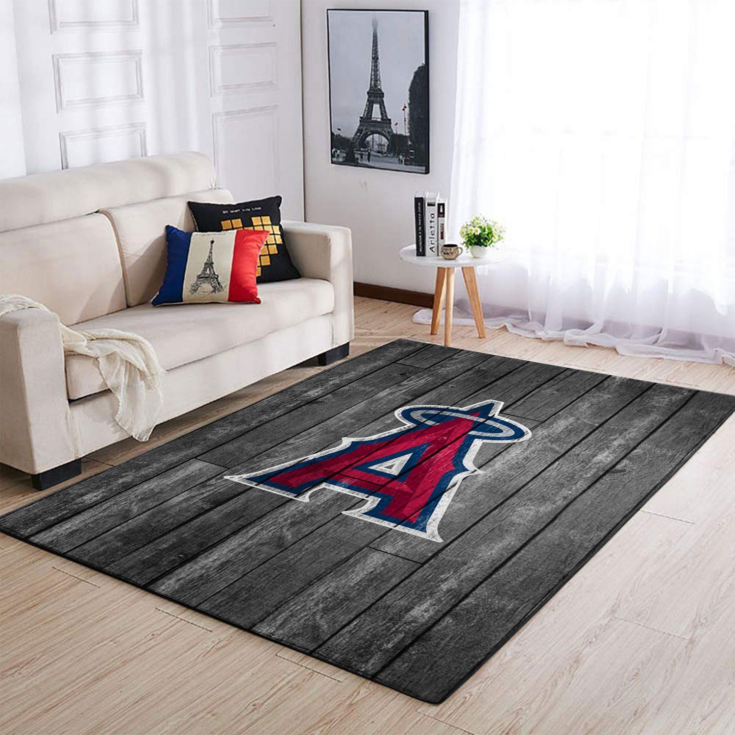 Los Angeles Angels Mlb Team Logo Grey Wooden Style Style Nice Gift Home Decor Rectangle Area Rug - Indoor Outdoor Rugs