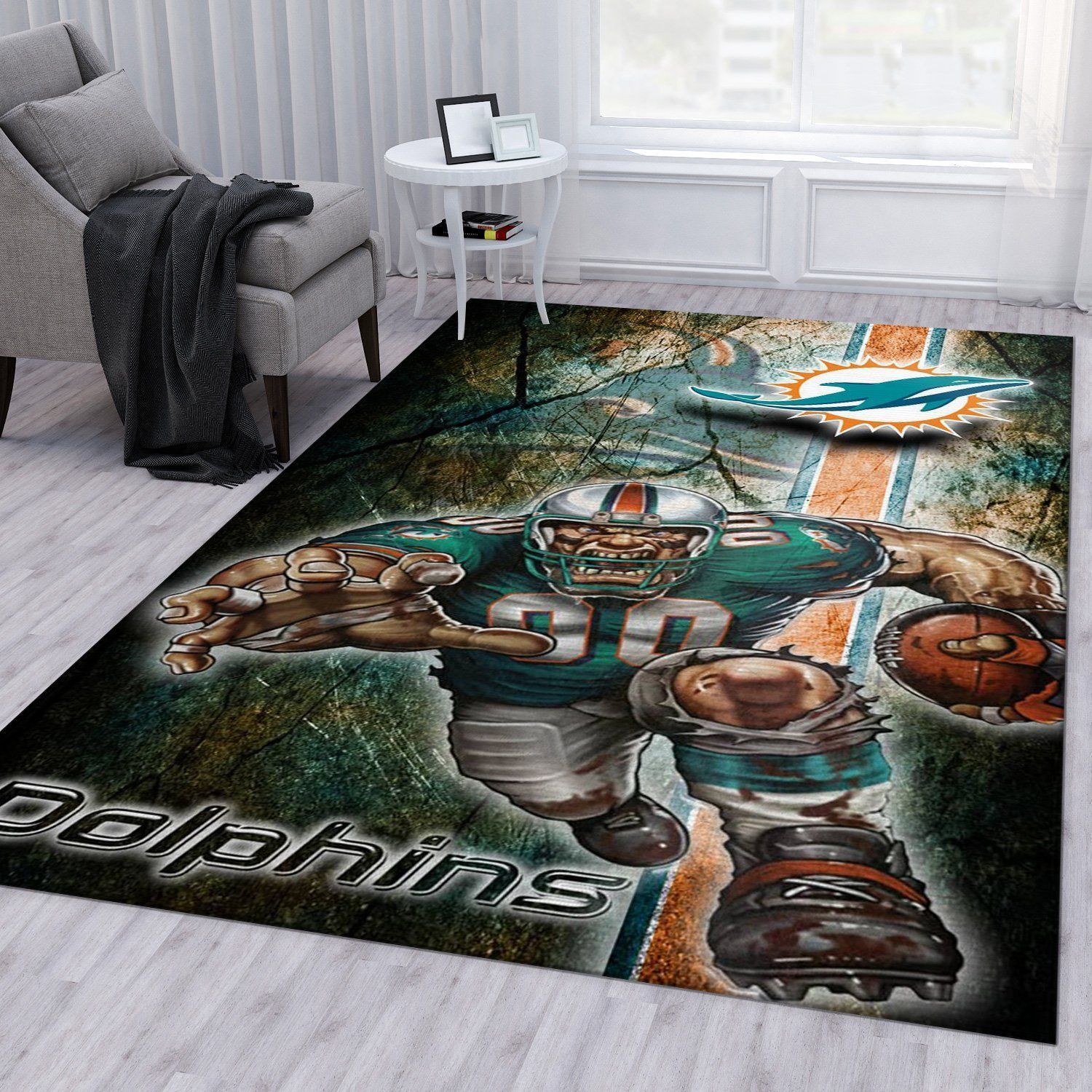 Miami Dolphins Galax NFL Christmas Gift Rug Living Room Rug Home Decor Floor Decor - Indoor Outdoor Rugs