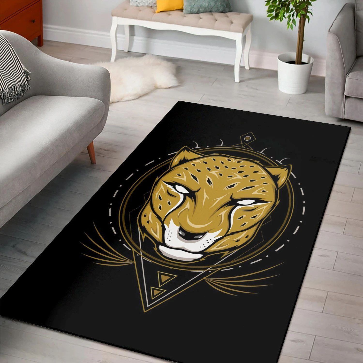 Cheetah Head Illustration Area Rug , Room Rugs, Floor Decor Home Decor - Indoor Outdoor Rugs