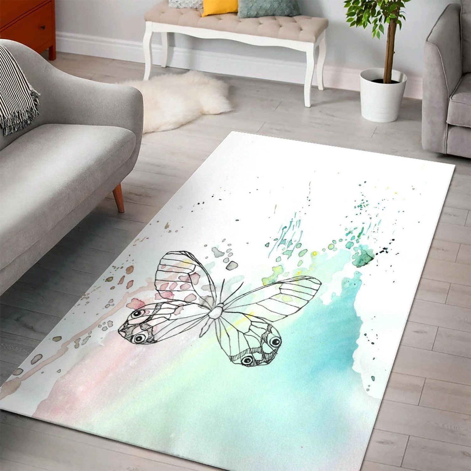 Butterfly Explosion Area Rug , Christmas Gift, Floor Decor Home Decor - Indoor Outdoor Rugs