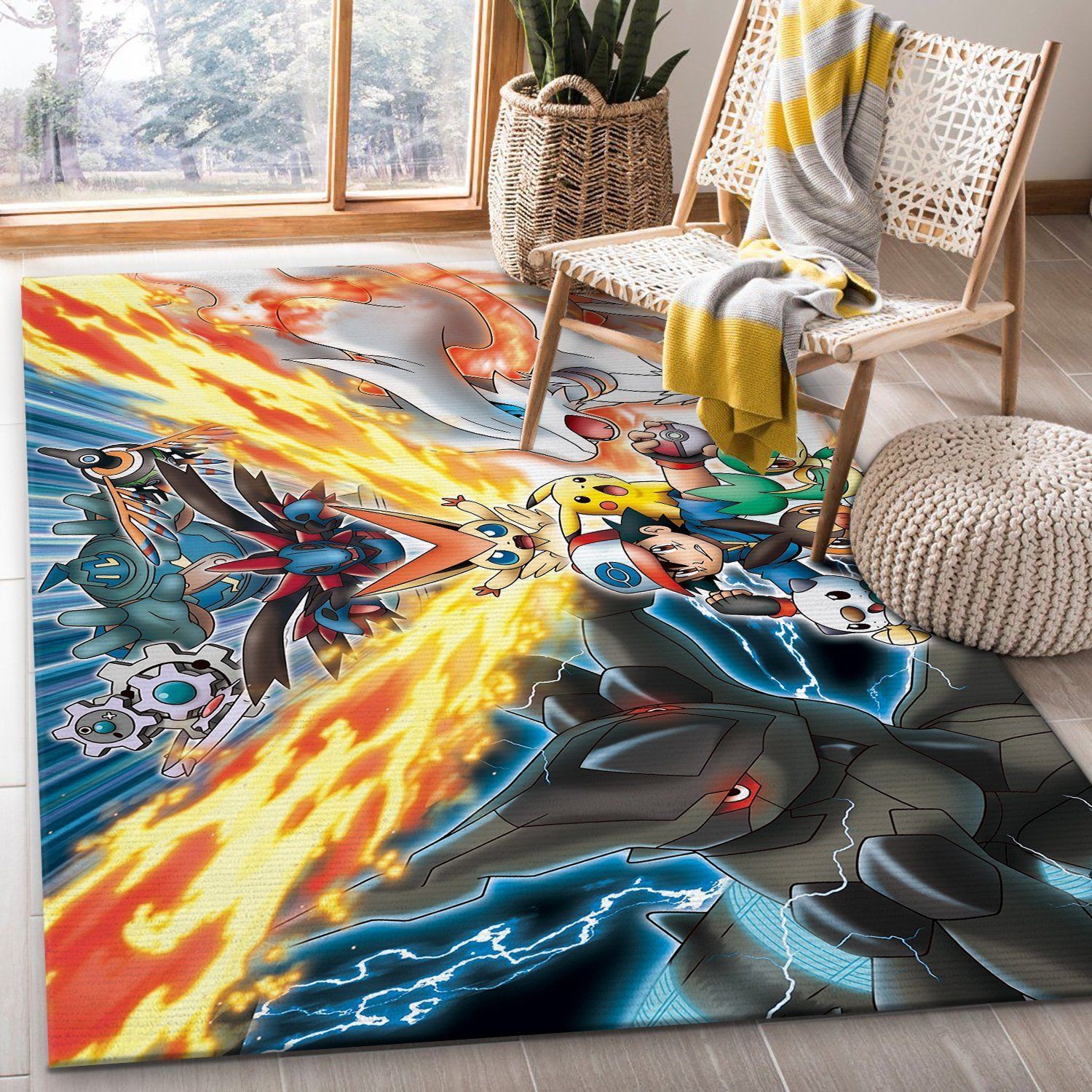 Pokemon Family Anime Movies Area Rugs Living Room Carpet Floor Decor The US Decor - Indoor Outdoor Rugs