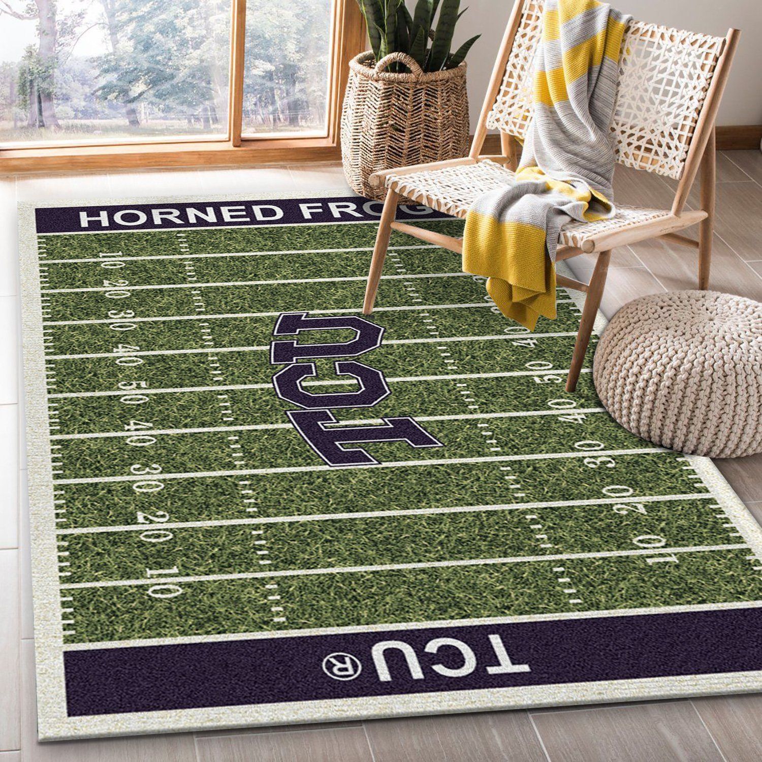 College Texas Christian NFL Team Logo Area Rug, Living Room Rug, Family Gift US Decor - Indoor Outdoor Rugs