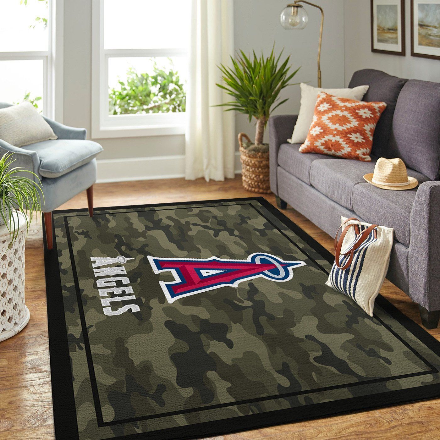 Los Angeles Angels Mlb Team Logo Camo Style Nice Gift Home Decor Rectangle Area Rug - Indoor Outdoor Rugs