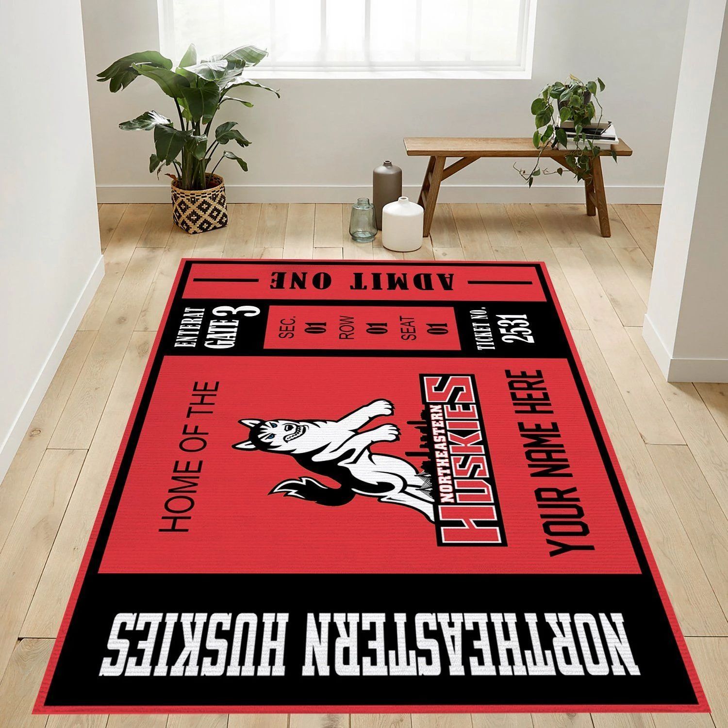 Northeastern Huskies Ncaa Customizable Rug, Living Room Rug - Home US Decor - Indoor Outdoor Rugs