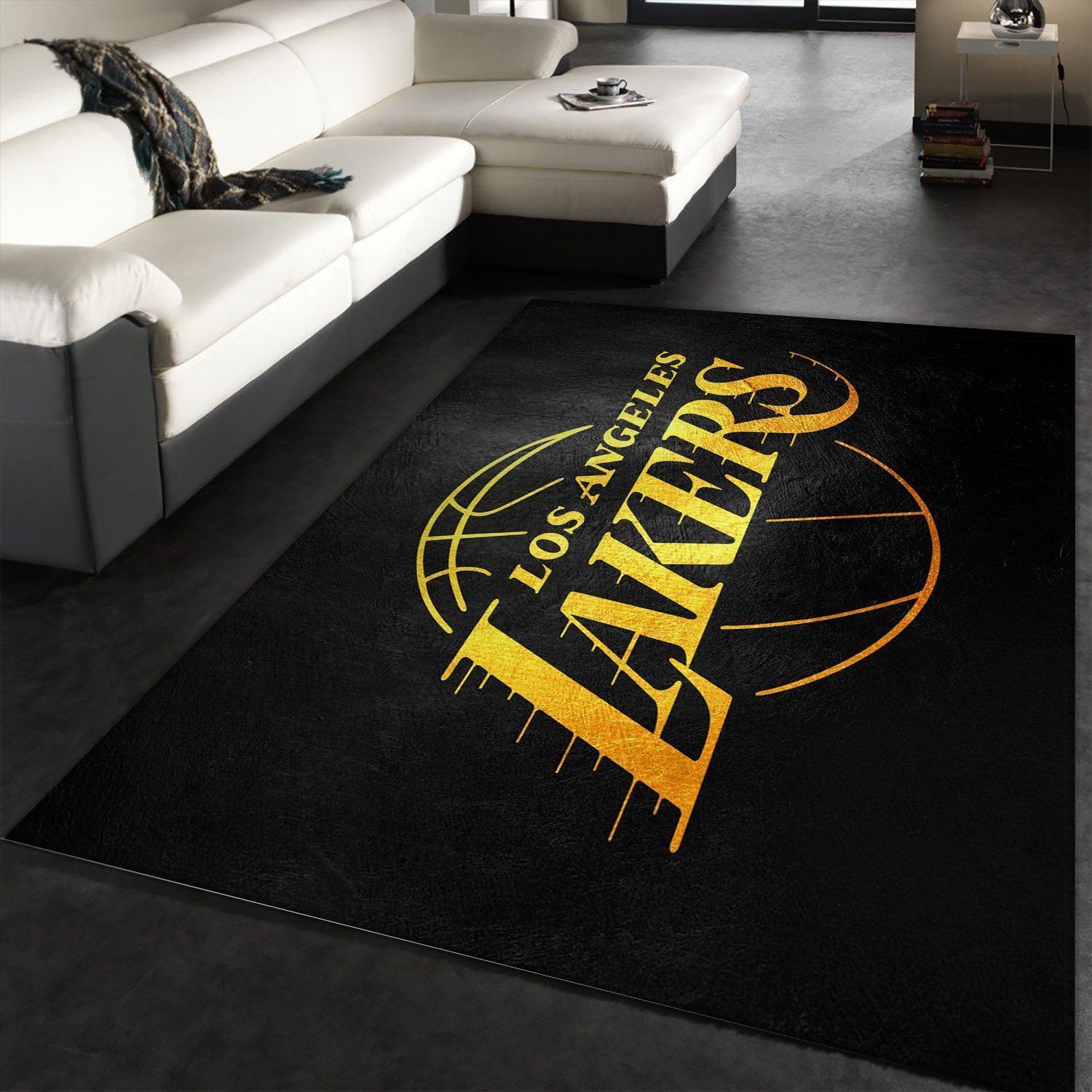 La Lakers Black Gold NBA Team Area Rug, Bedroom, Home Decor Floor Decor - Indoor Outdoor Rugs