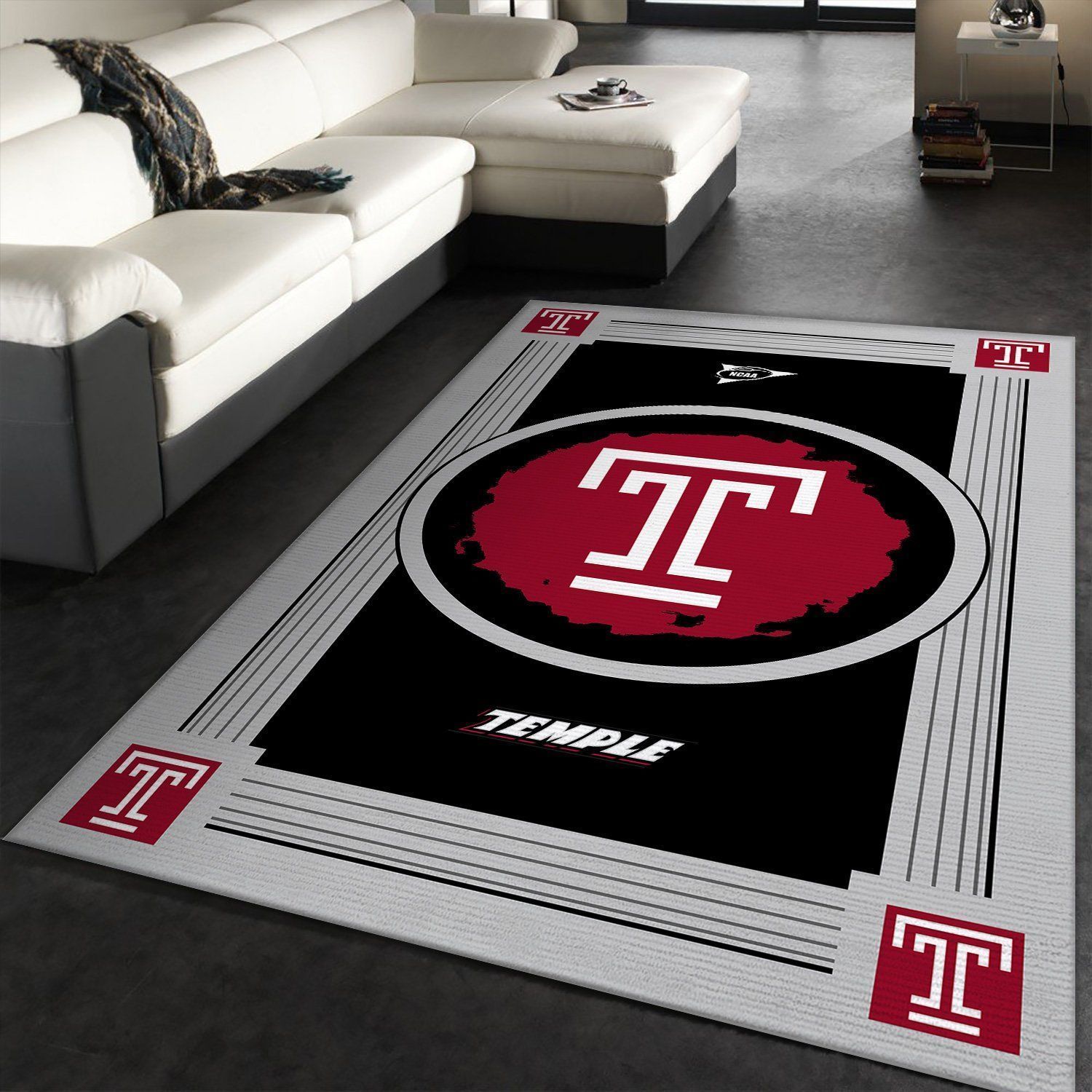 Temple Owls NCAA Team Logo Rug Room Carpet Custom Area Floor Home Decor - Indoor Outdoor Rugs